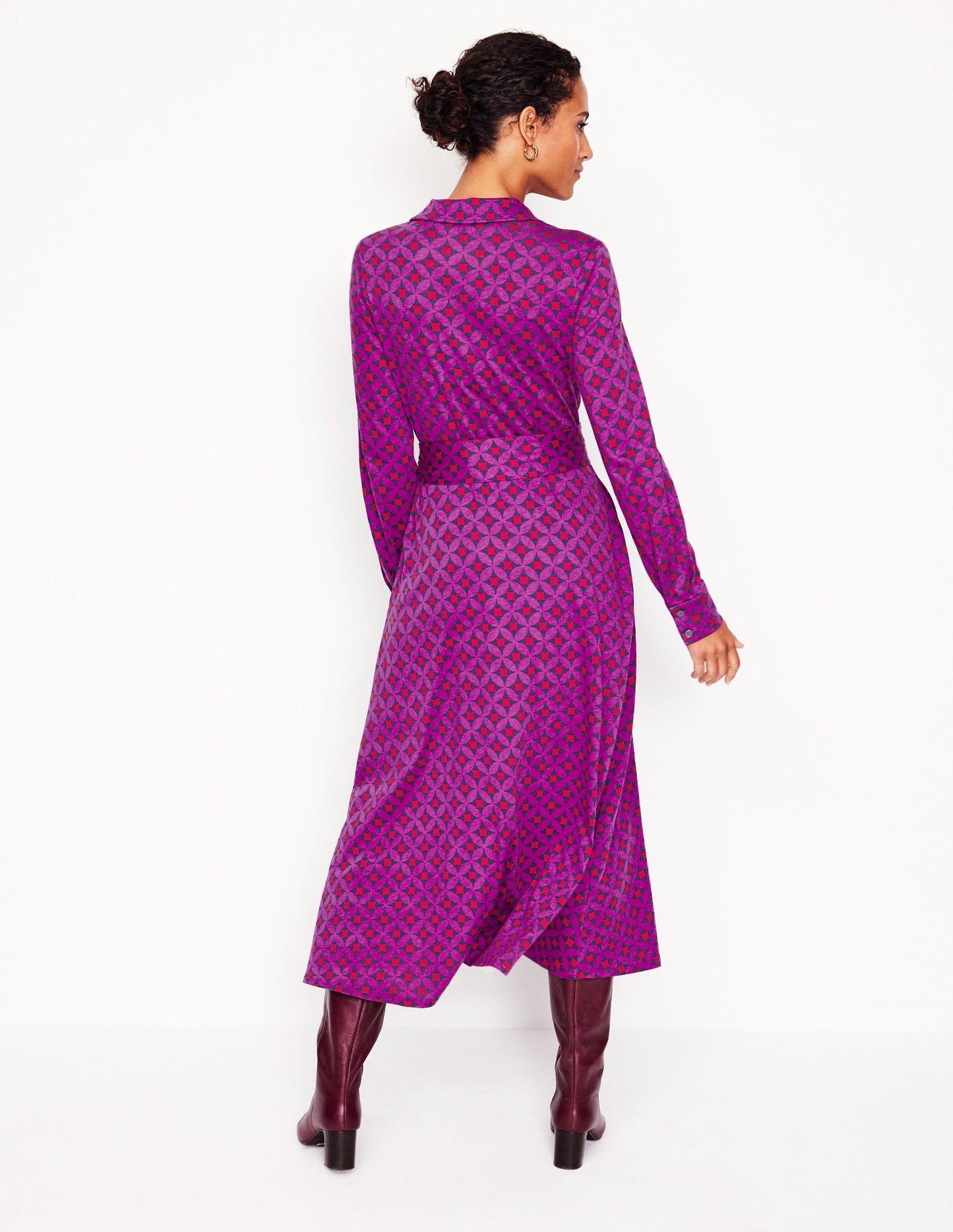 Marcia Jersey Midi Shirt Dress-Regal Purple, Diamond Terrace