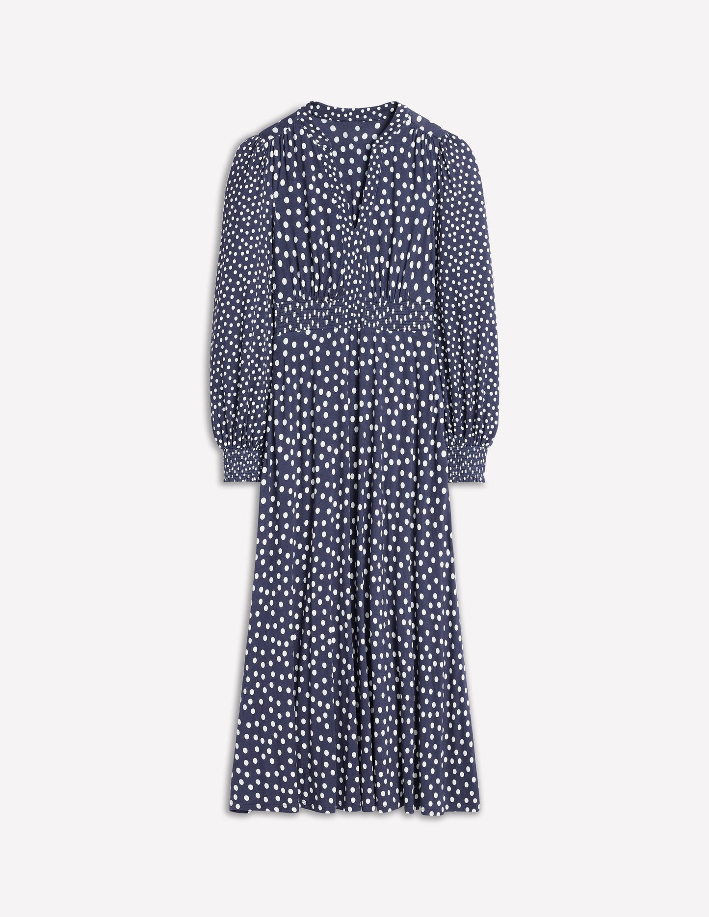 Ivy Smocked Midi Dress-College Navy, Abstract Dot