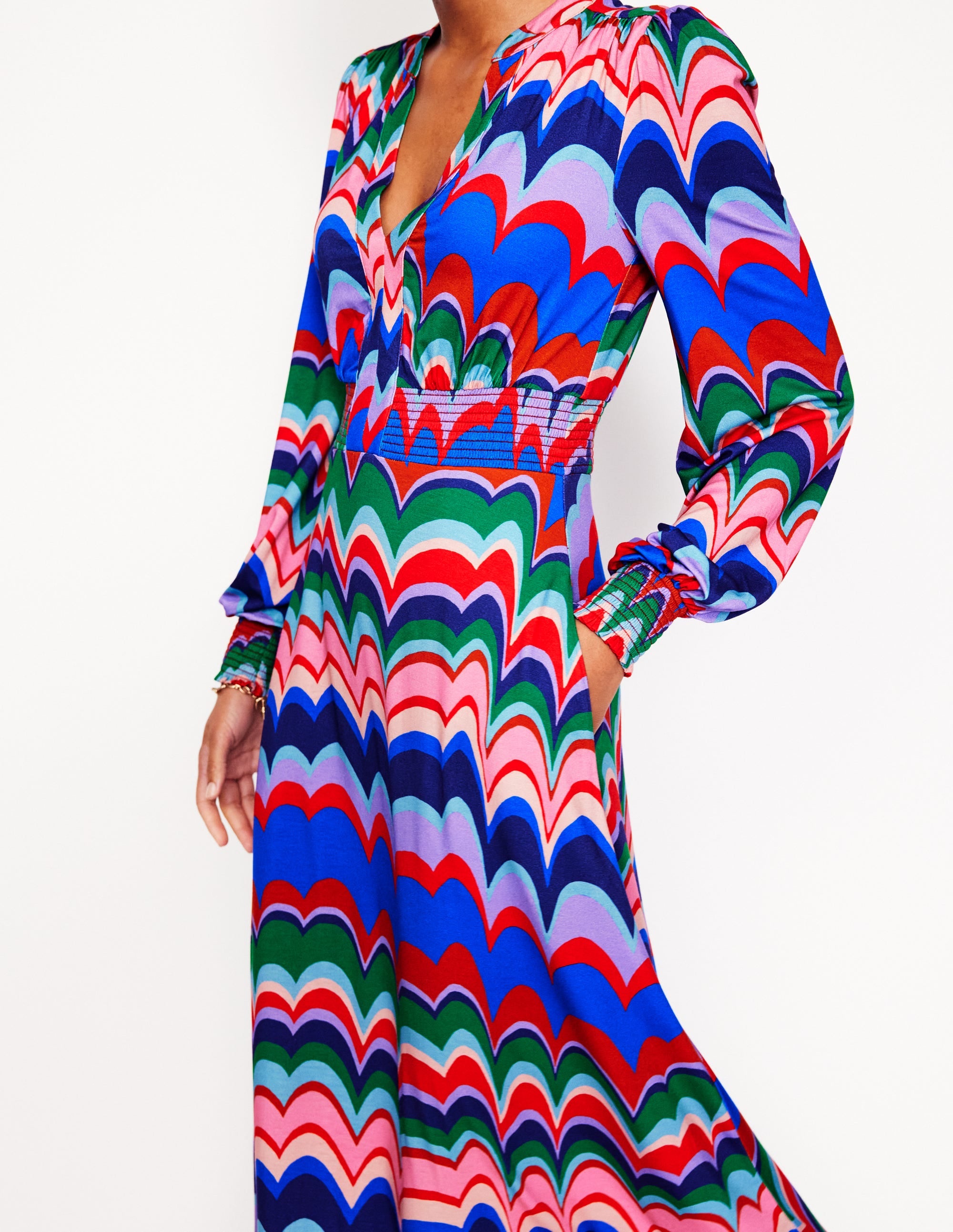 Georgia Jersey Midi Dress-Multi, Abstract Wave - Image 2