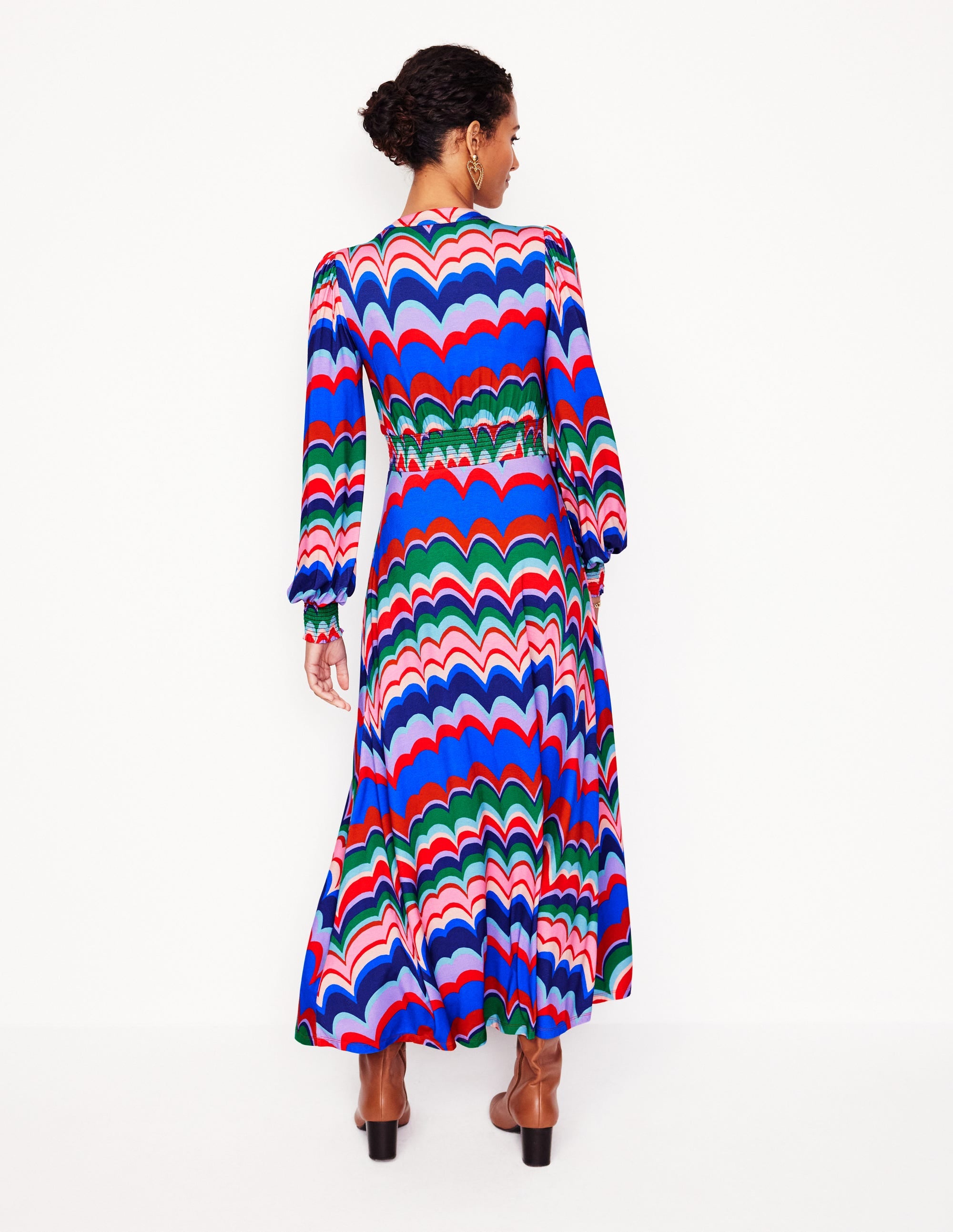 Georgia Jersey Midi Dress-Multi, Abstract Wave - Image 3
