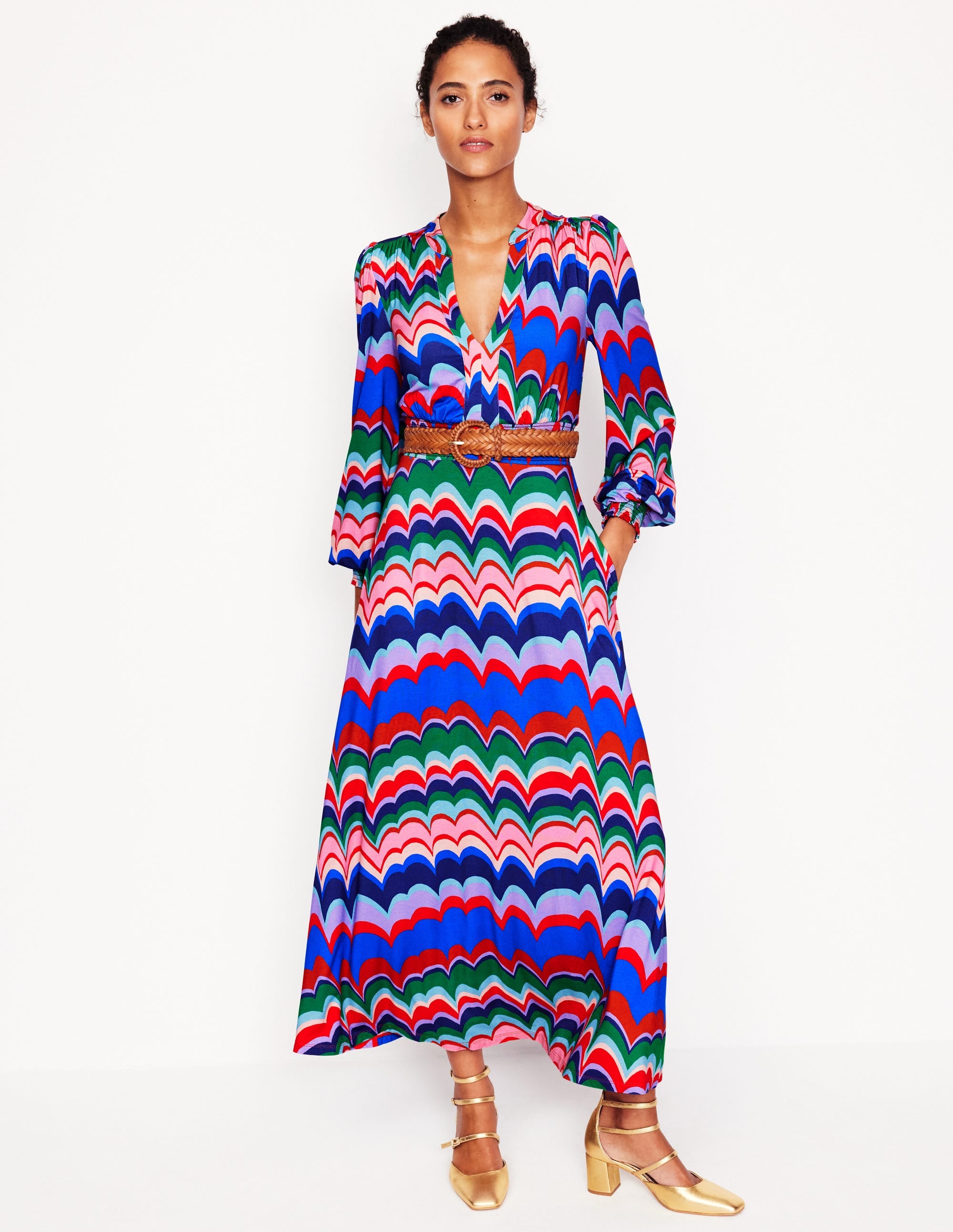 Georgia Jersey Midi Dress-Multi, Abstract Wave - Image 5