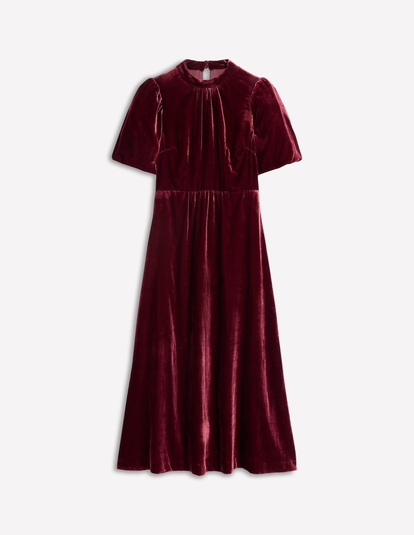 Hochgeschlossenes Samtkleid-Cabernet