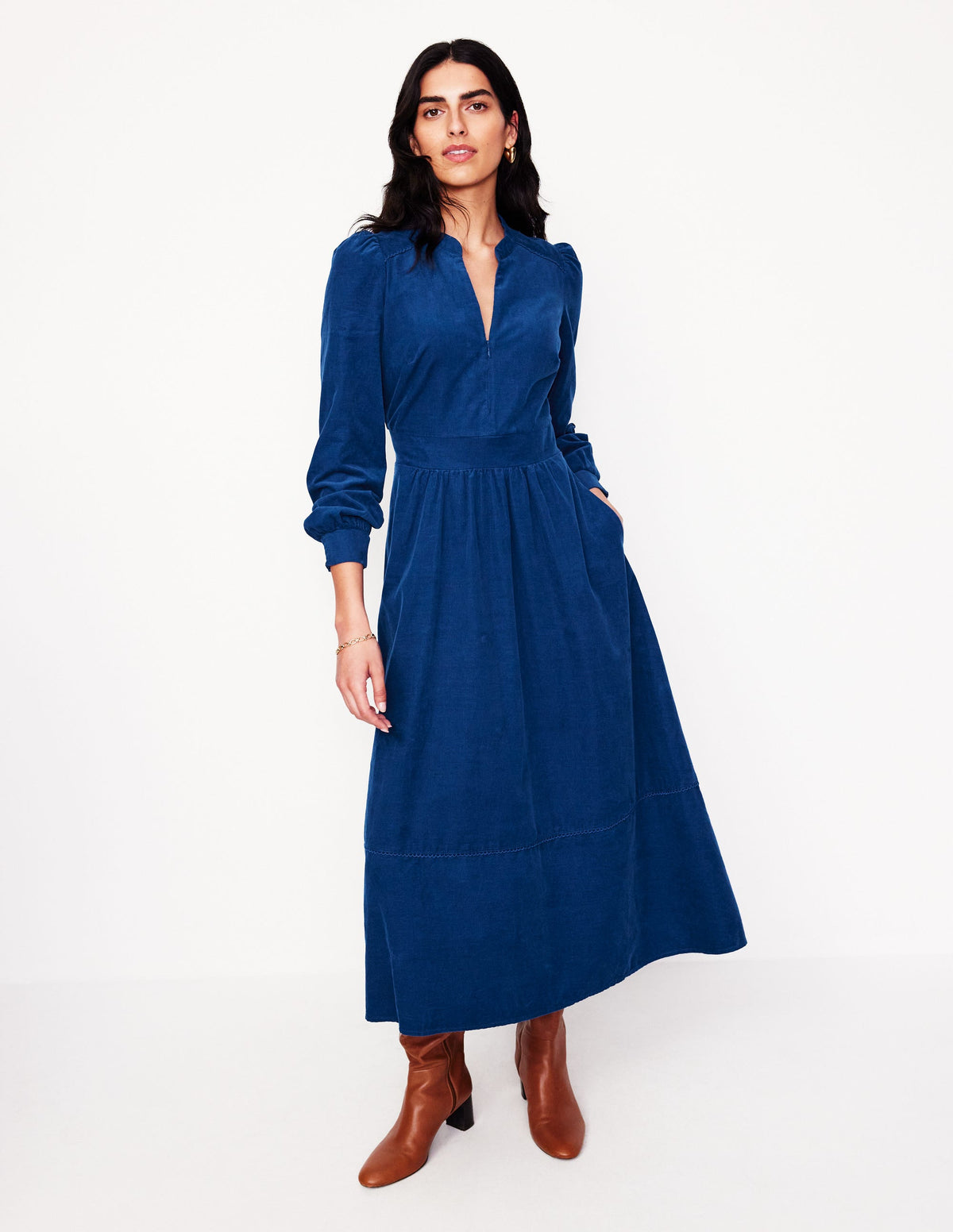 Zoe Midikleid aus Cord mit Reißverschluss-Atlantik - Image 1