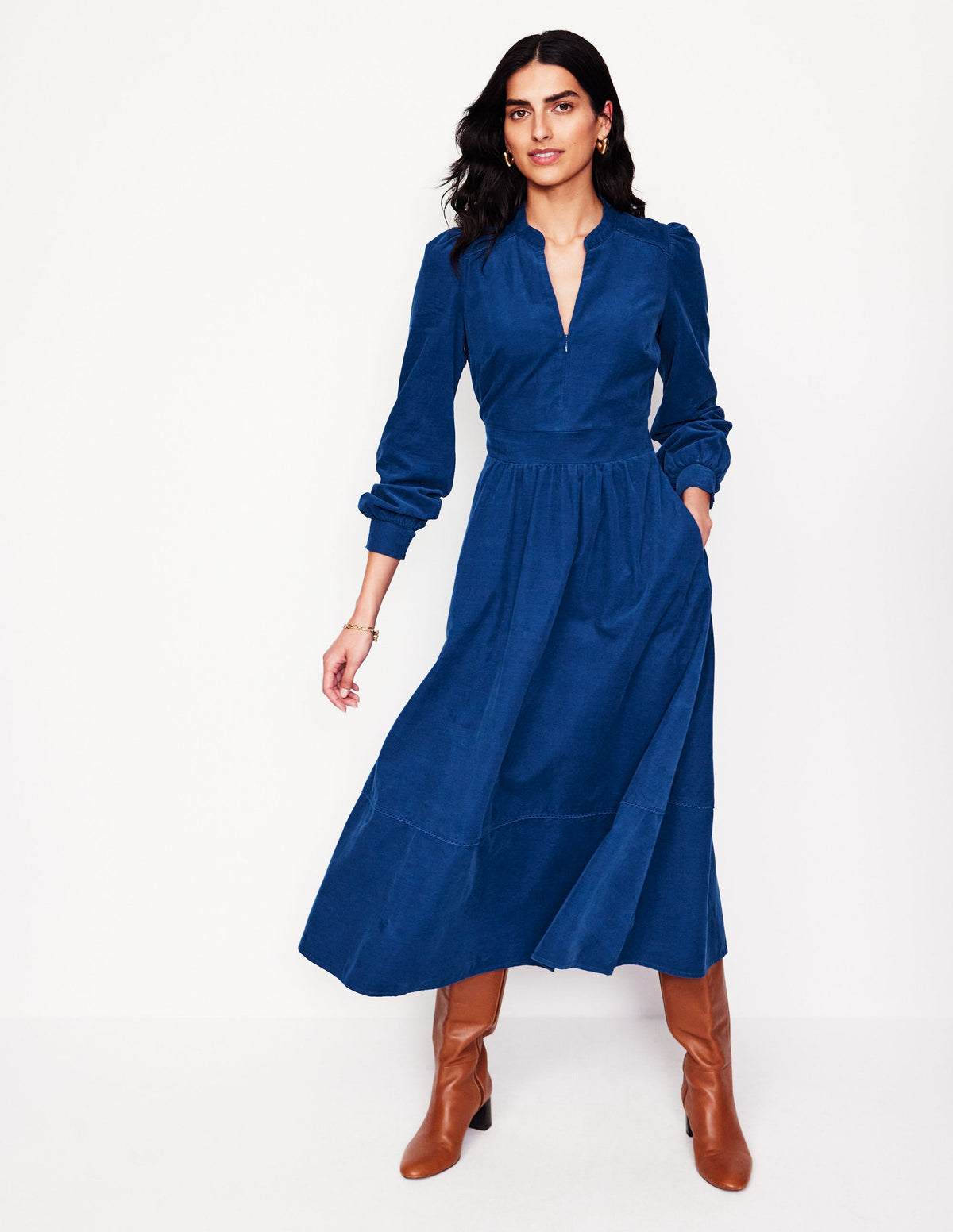 Zoe Midikleid aus Cord mit Reißverschluss-Atlantik - Image 4