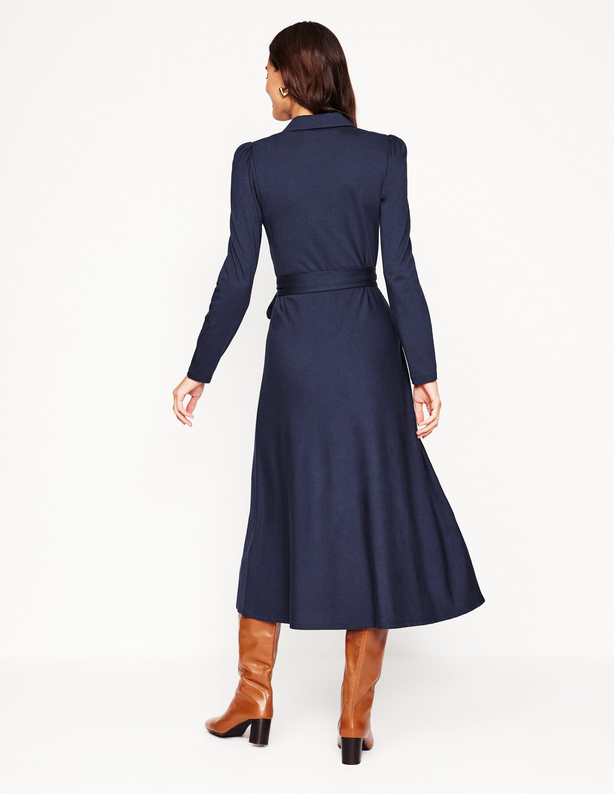 Robe Imogen en jersey à col-Bleu Marine - Image 4