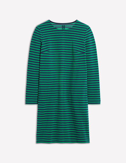 Cornelia Ottoman Dress-Rich Emerald, Navy Stripe