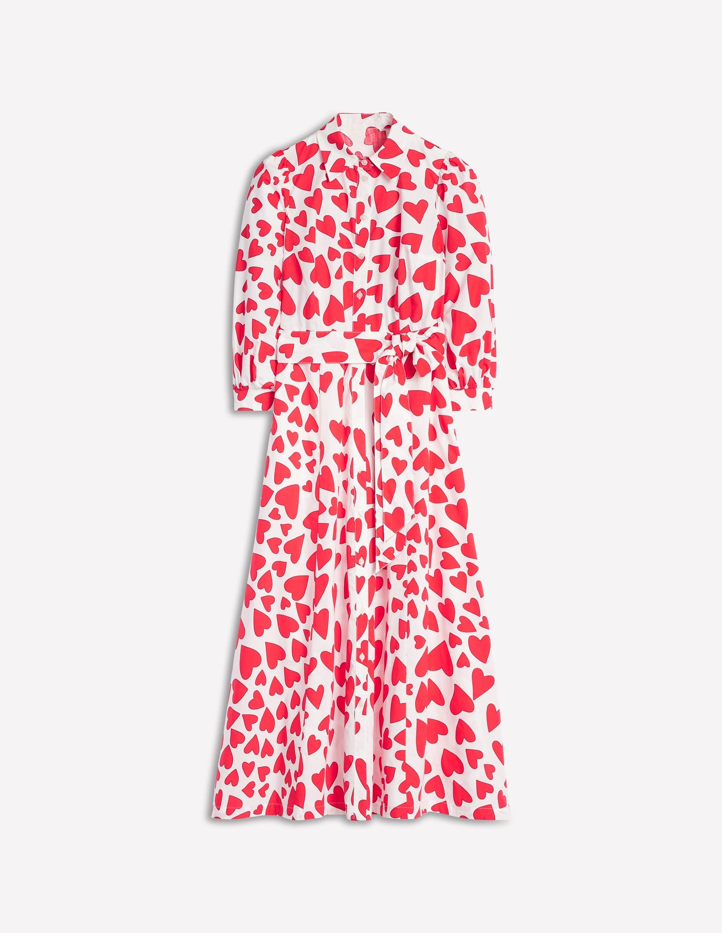 Robe-chemise Clara en coton-Ivoire, motif Heart Cluster