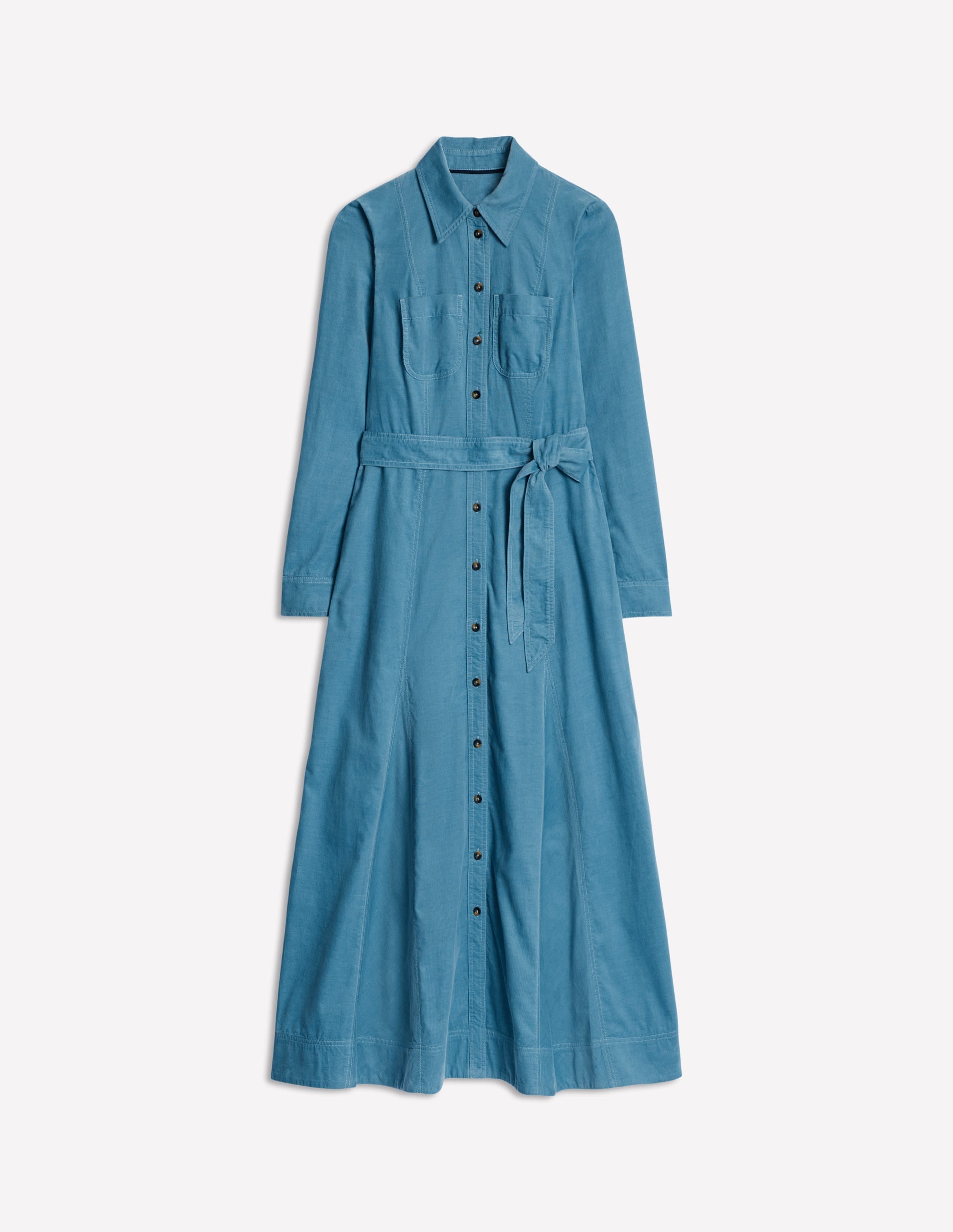 Tess Midi-Hemdblusenkleid aus Cord-Enteneiblau - Image 6