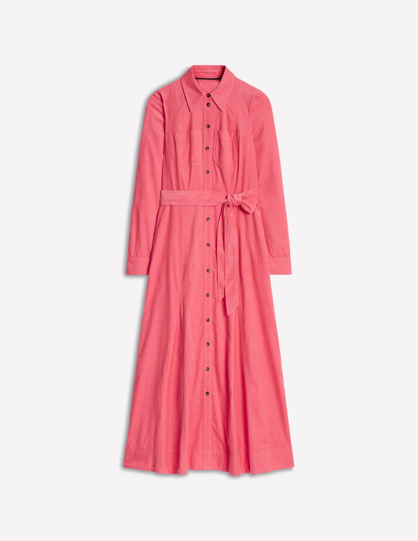 Robe-chemise midi Tess en velours côtelé-Rose azalée