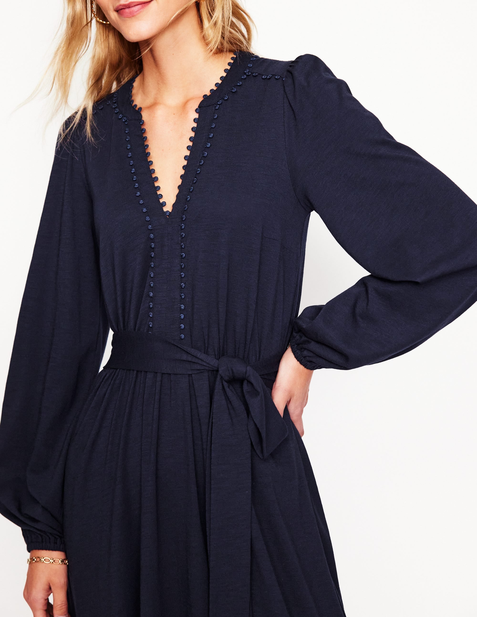 Maeve Jersey-Midikleid mit Besatz-Aqua Marine Marl - Image 2
