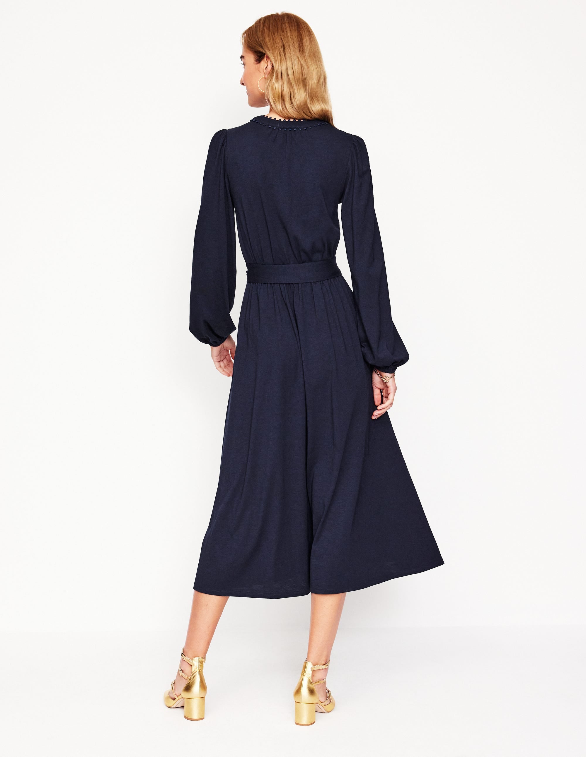 Maeve Jersey-Midikleid mit Besatz-Aqua Marine Marl - Image 3