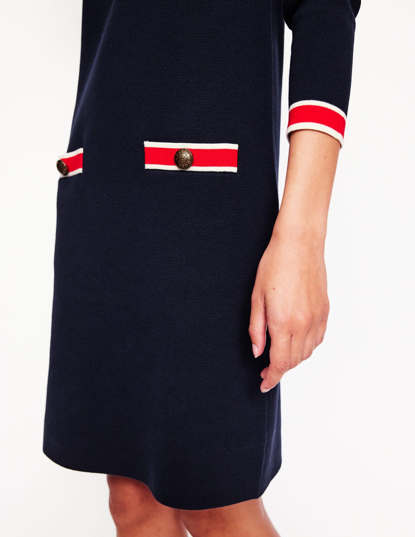 Holly Knitted Shift Dress-Navy