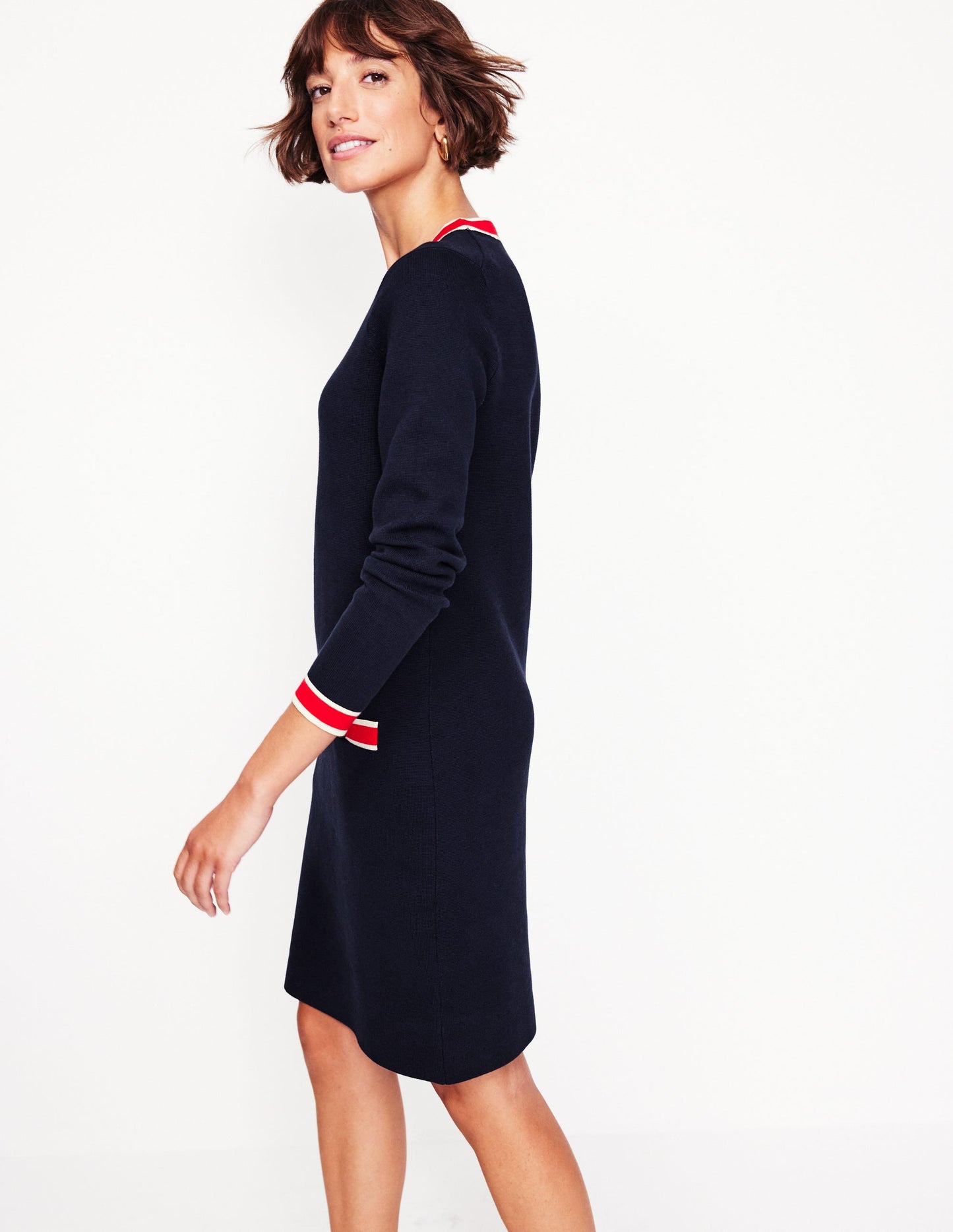 Holly Knitted Shift Dress-Navy