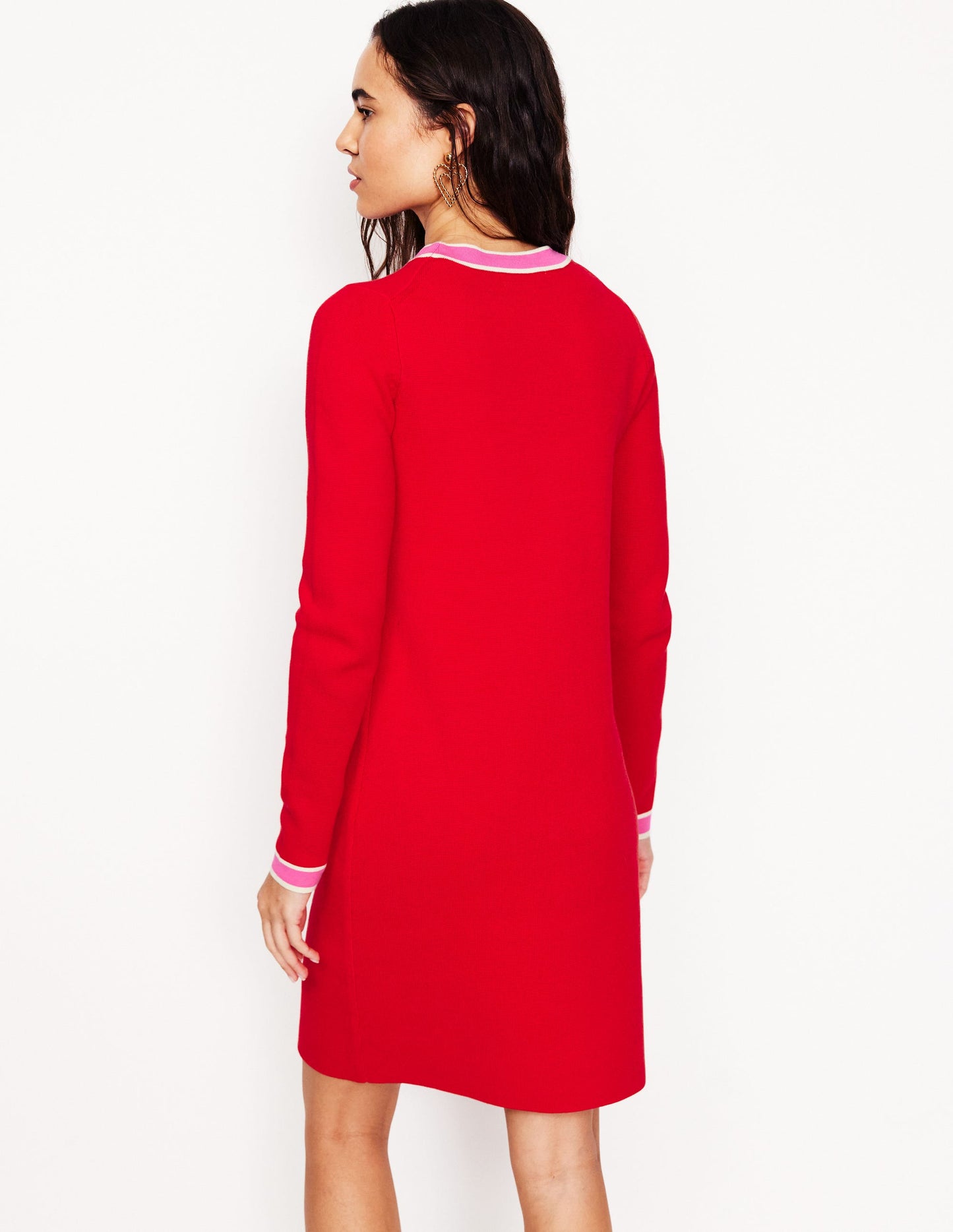 Holly Knitted Shift Dress-Poppy Red