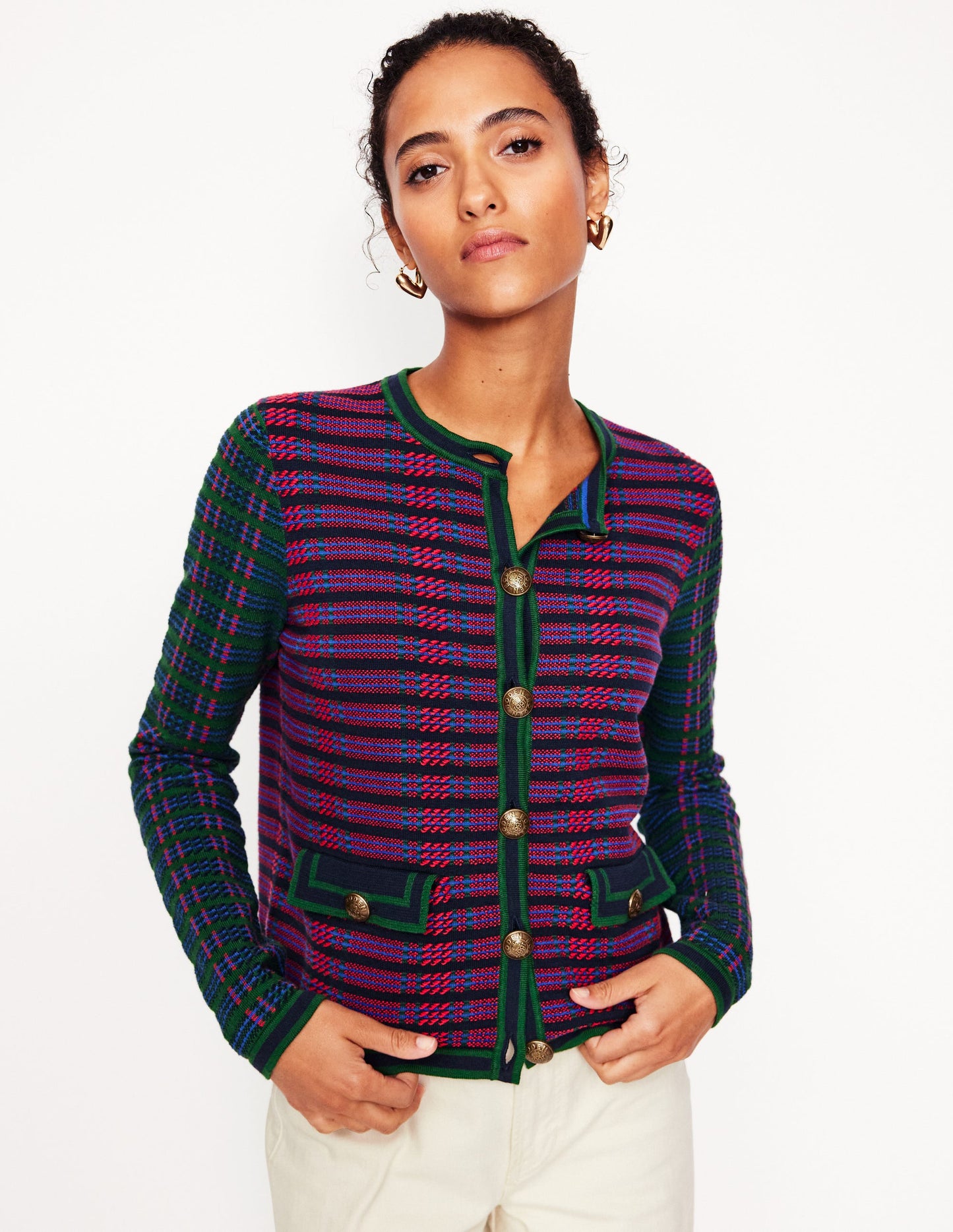 Holly Knitted Jacket-Multi, Check