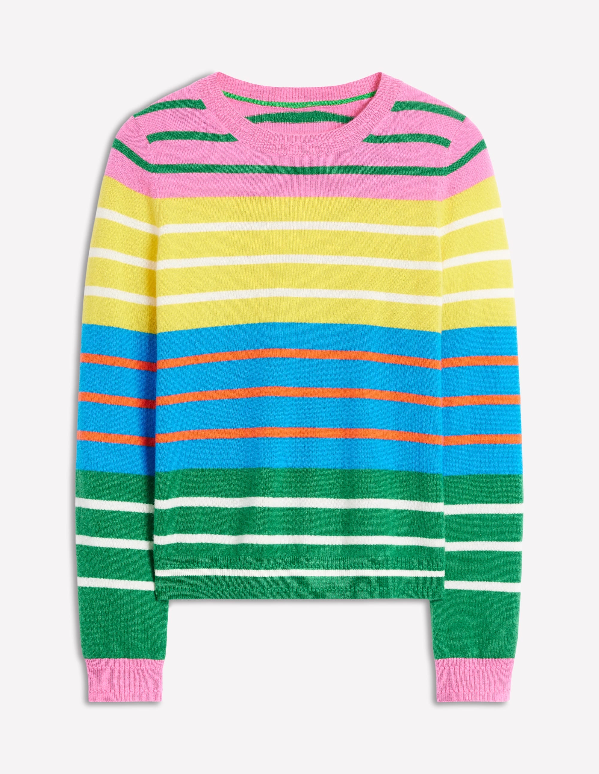 Eva Kaschmirpullover mit Rundhalsausschnitt-Grün, Rosa, Leuchtendes Blau Bunt - Image 5