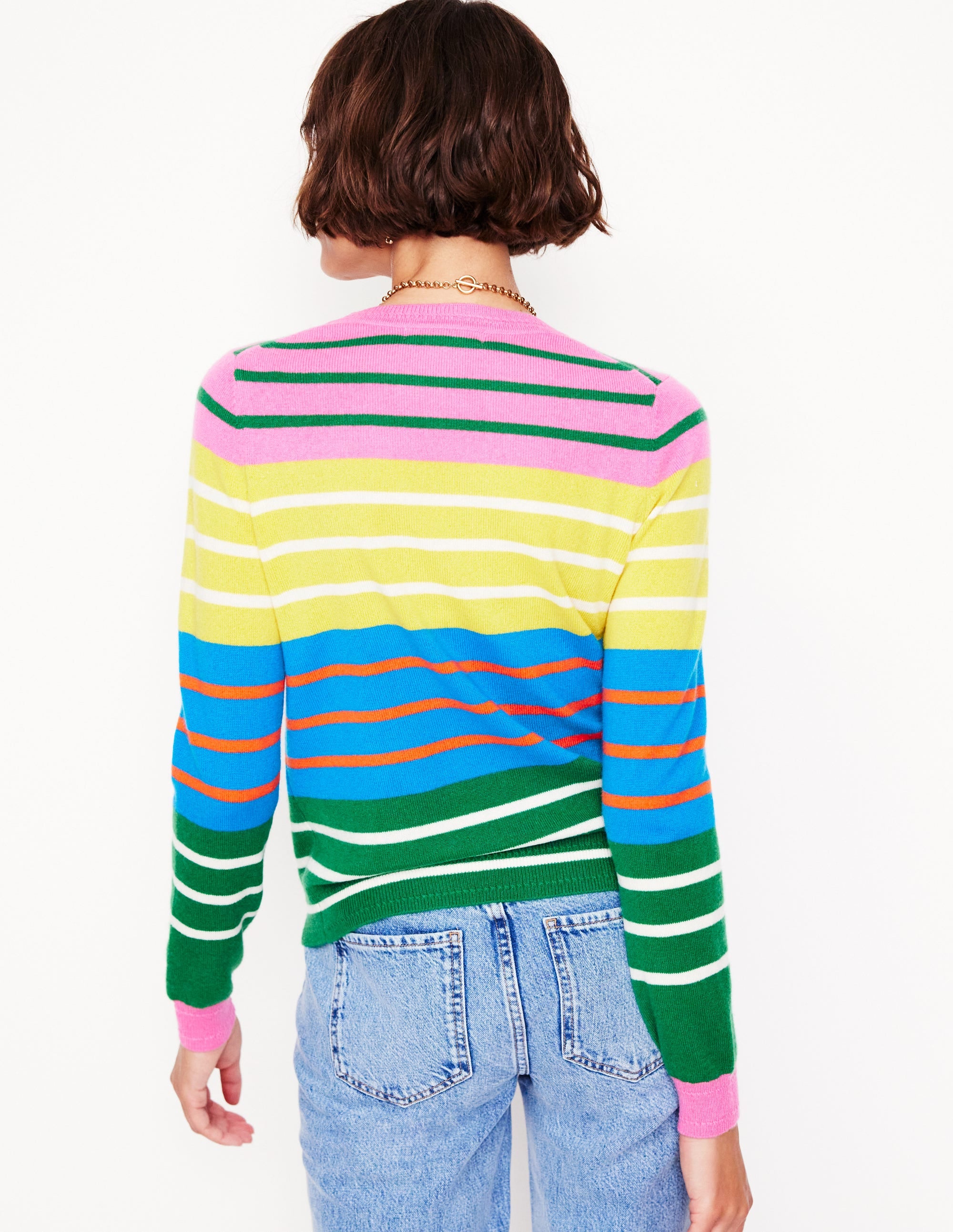 Eva Kaschmirpullover mit Rundhalsausschnitt-Grün, Rosa, Leuchtendes Blau Bunt - Image 3