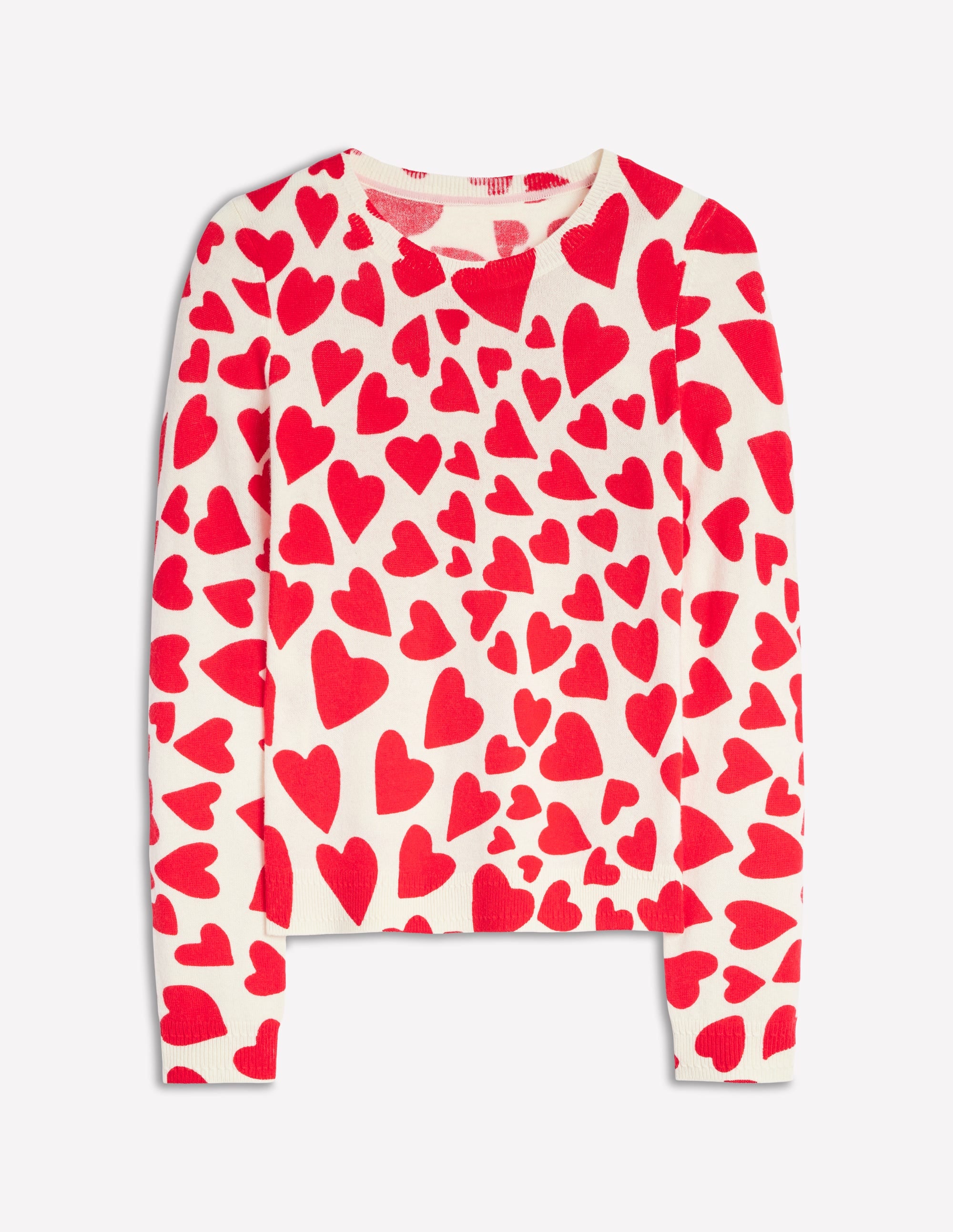 Pull Eva col rond en cachemire-Ivoire, motif Heart Cluster - Image 6