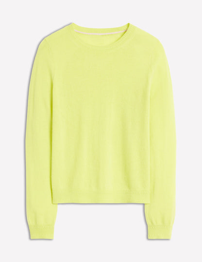 Pull Eva col rond en cachemire-Jaune soda