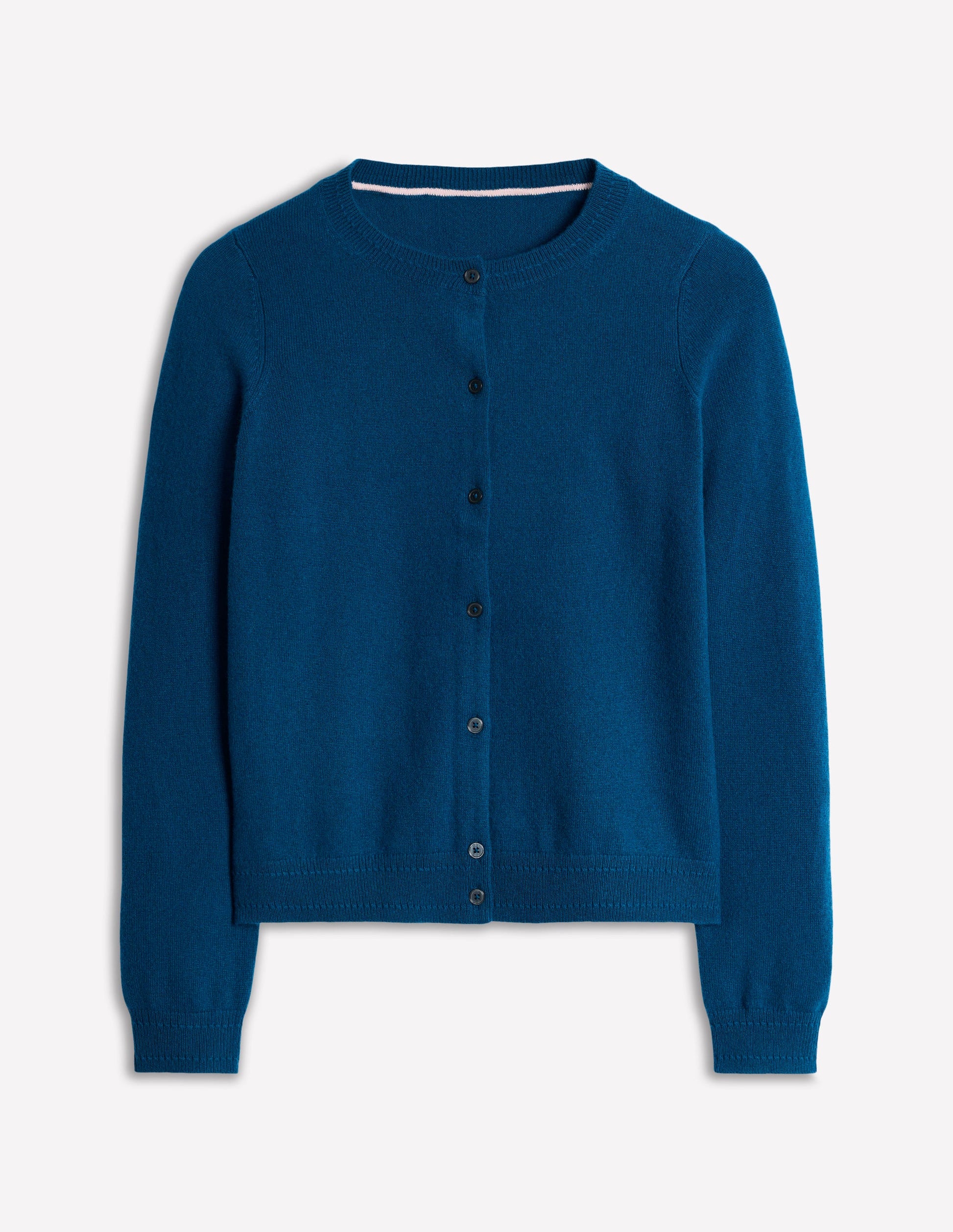 Eva Kaschmir-Strickjacke mit Rundhalsausschnitt-Hafenblau-5