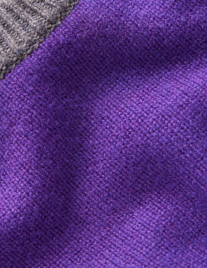 Pull Olivia en laine mérinos-Violet améthyste, colourblock