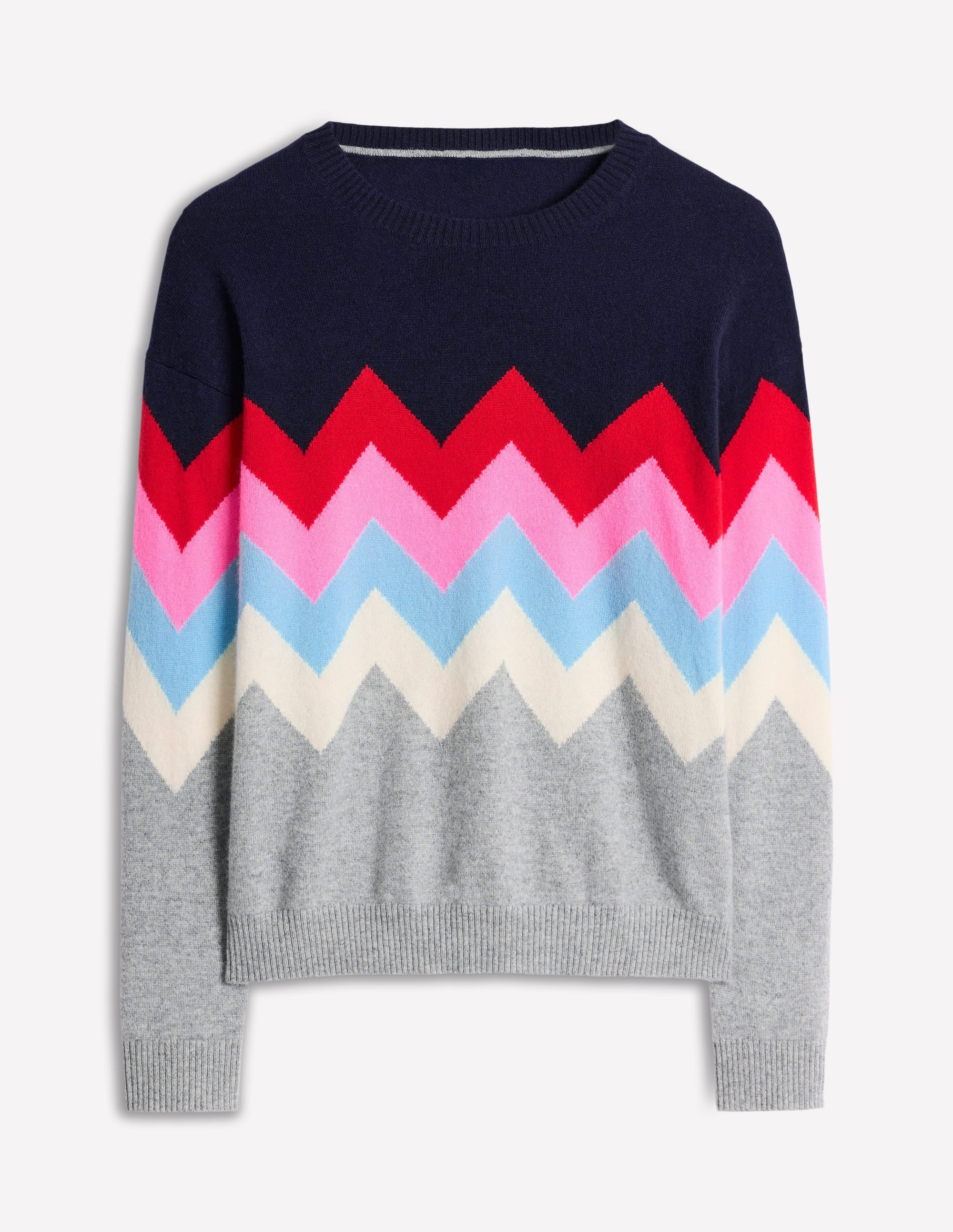 Pull Lydia en cachemire-Bleu marine, zigzag - Image 10