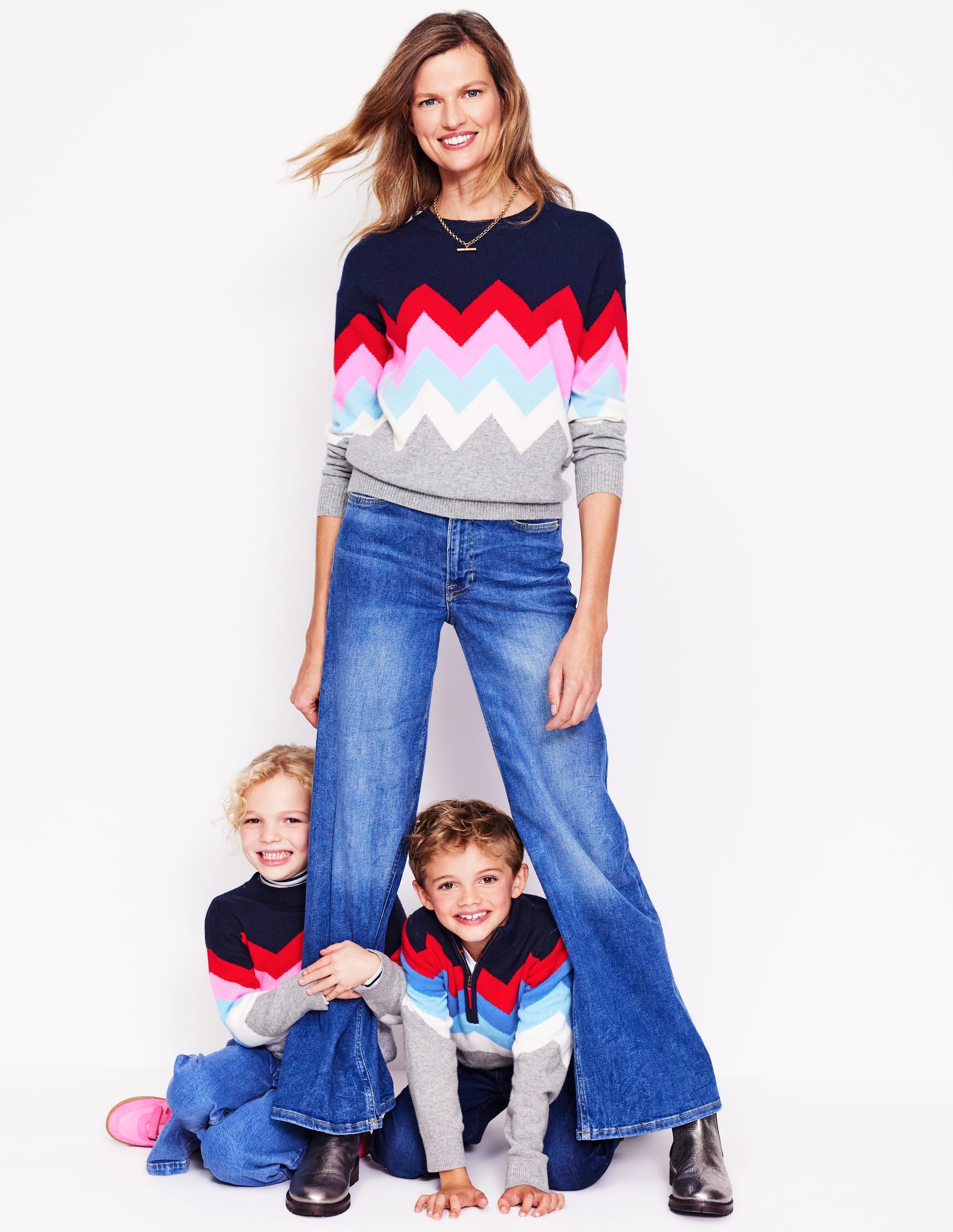 Pull Lydia en cachemire-Bleu marine, zigzag - Image 6
