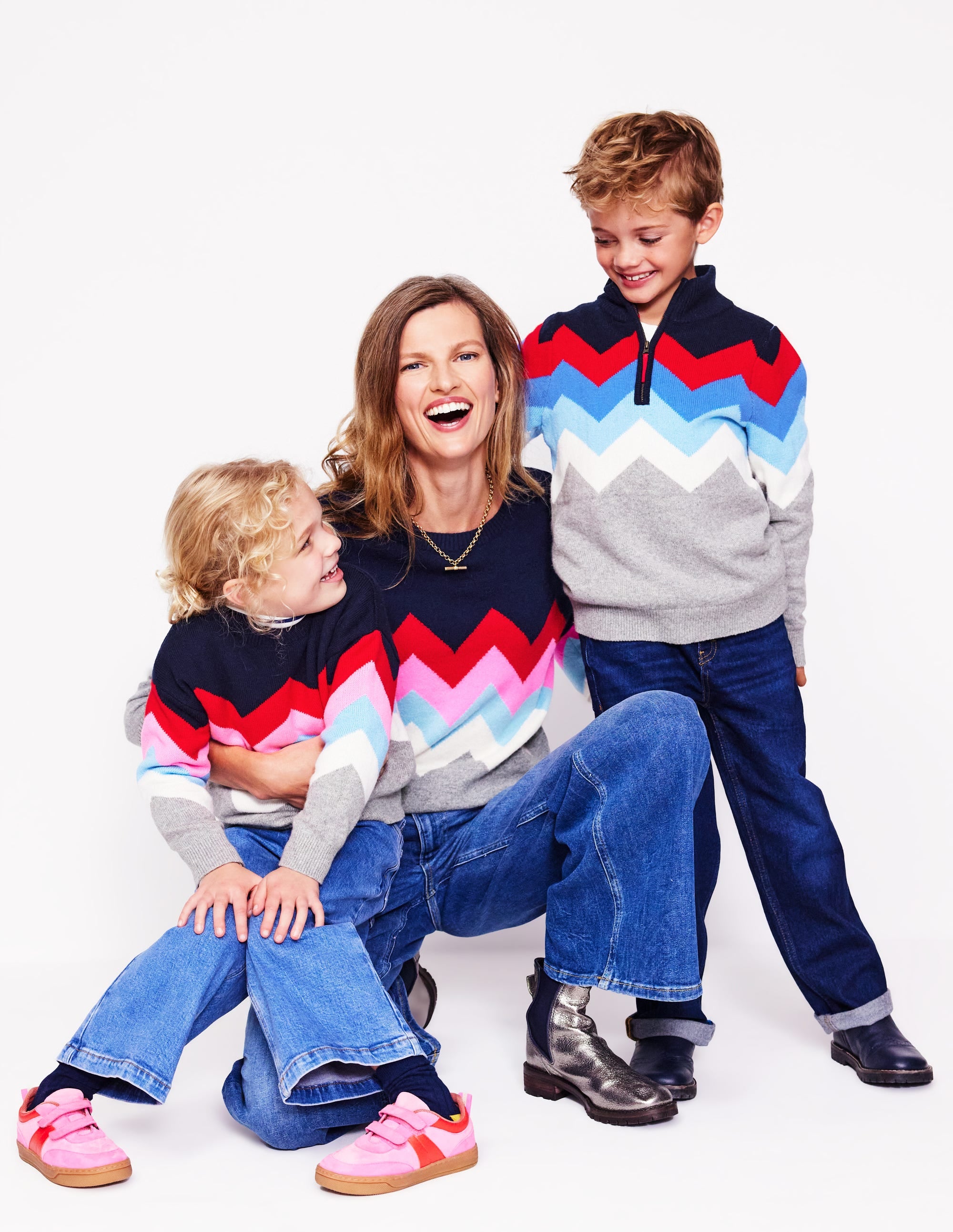 Pull Lydia en cachemire-Bleu marine, zigzag - Image 7