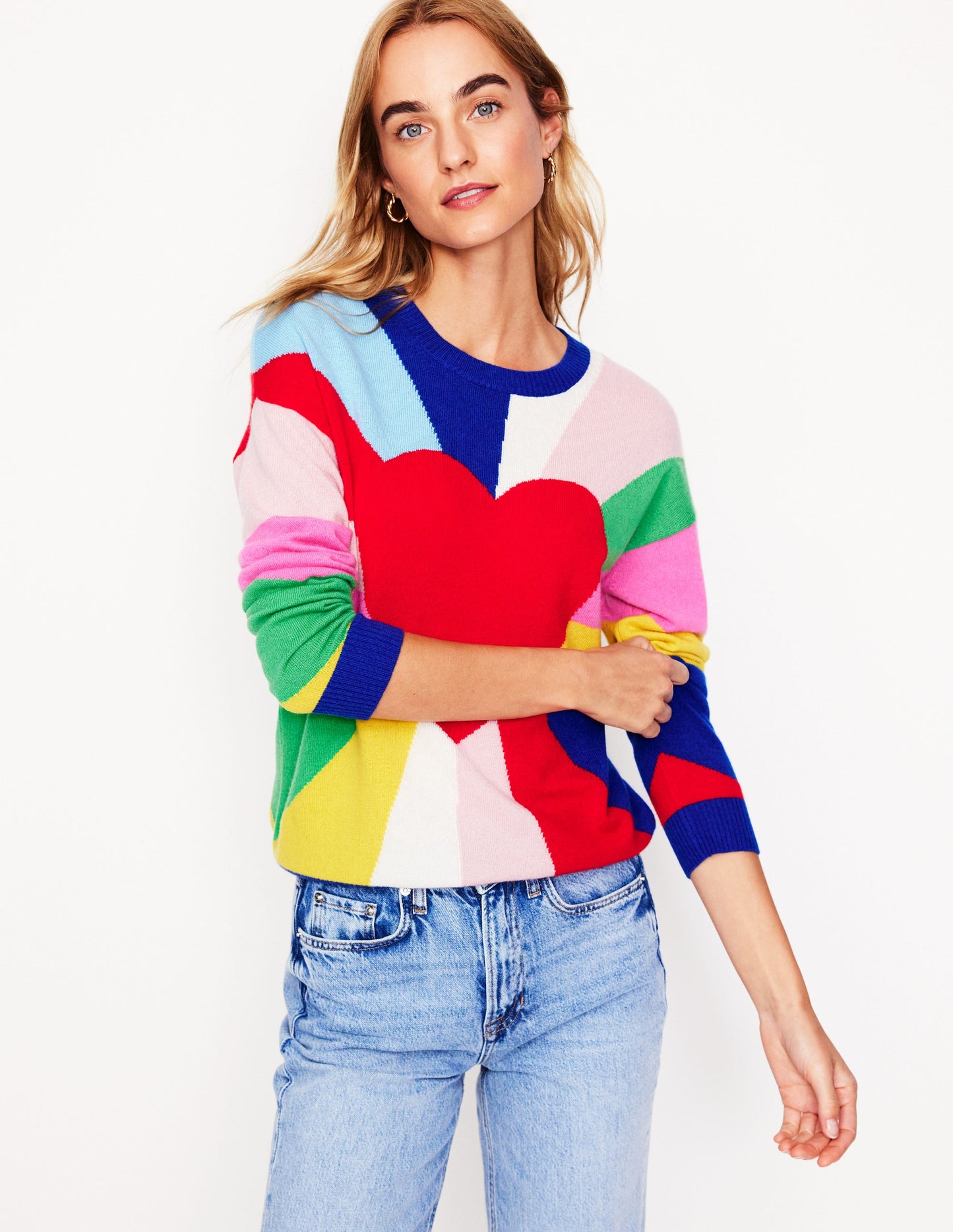 Lydia Cashmere Jumper-Multi, Heart Spectrum