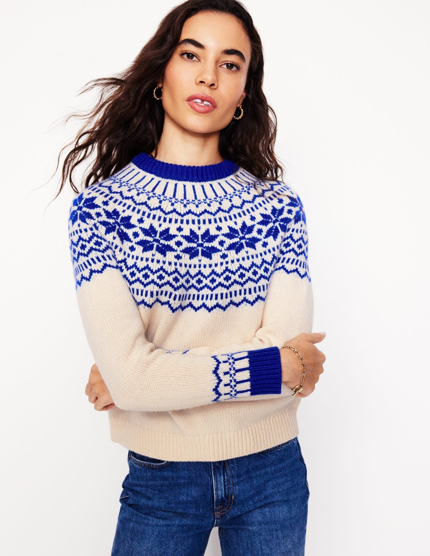 Eleanor Fair-Isle-Pullover-Warmes Elfenbein