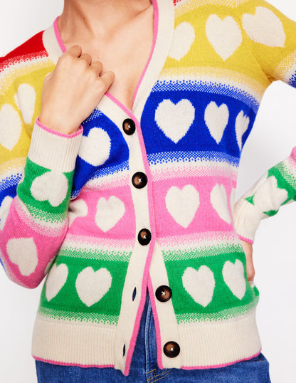 Quinn Boyfriend Cardigan-Multi, Hearts