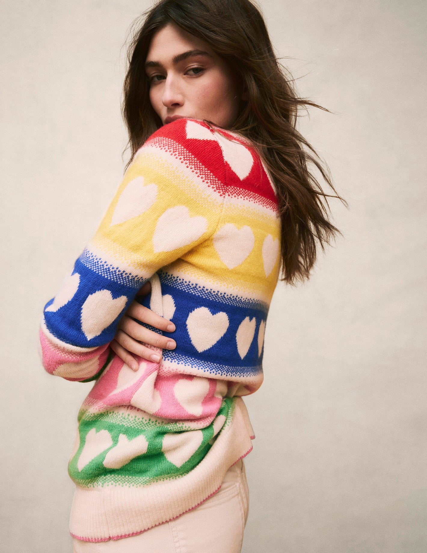 Quinn Boyfriend Cardigan-Multi, Hearts