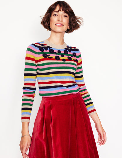 Pullover mit Blumenstickerei-Bunt, Regenbogen