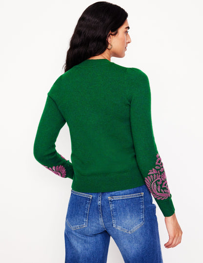 Fenella Embellished Jumper-Pine Green