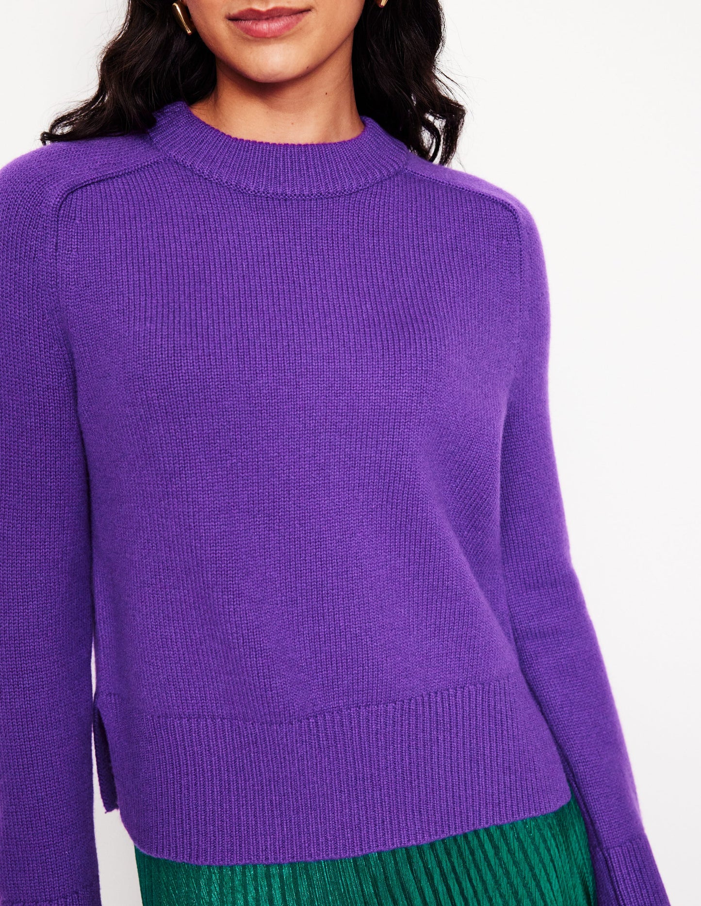 Kaschmirpullover mit weiten Ärmeln-Amethyst-Lila