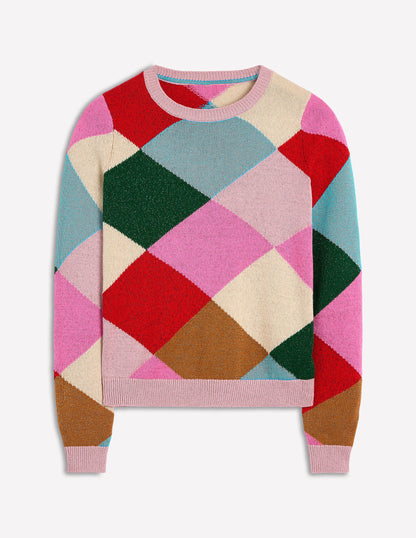 Glitzernder Argyle-Pullover-Bunt Regenbogen, Argyle