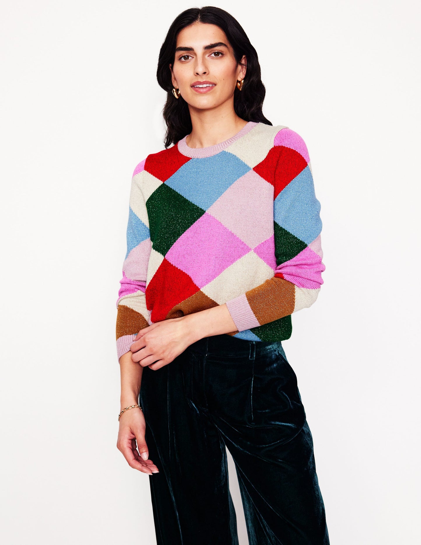 Glitzernder Argyle-Pullover-Bunt Regenbogen, Argyle