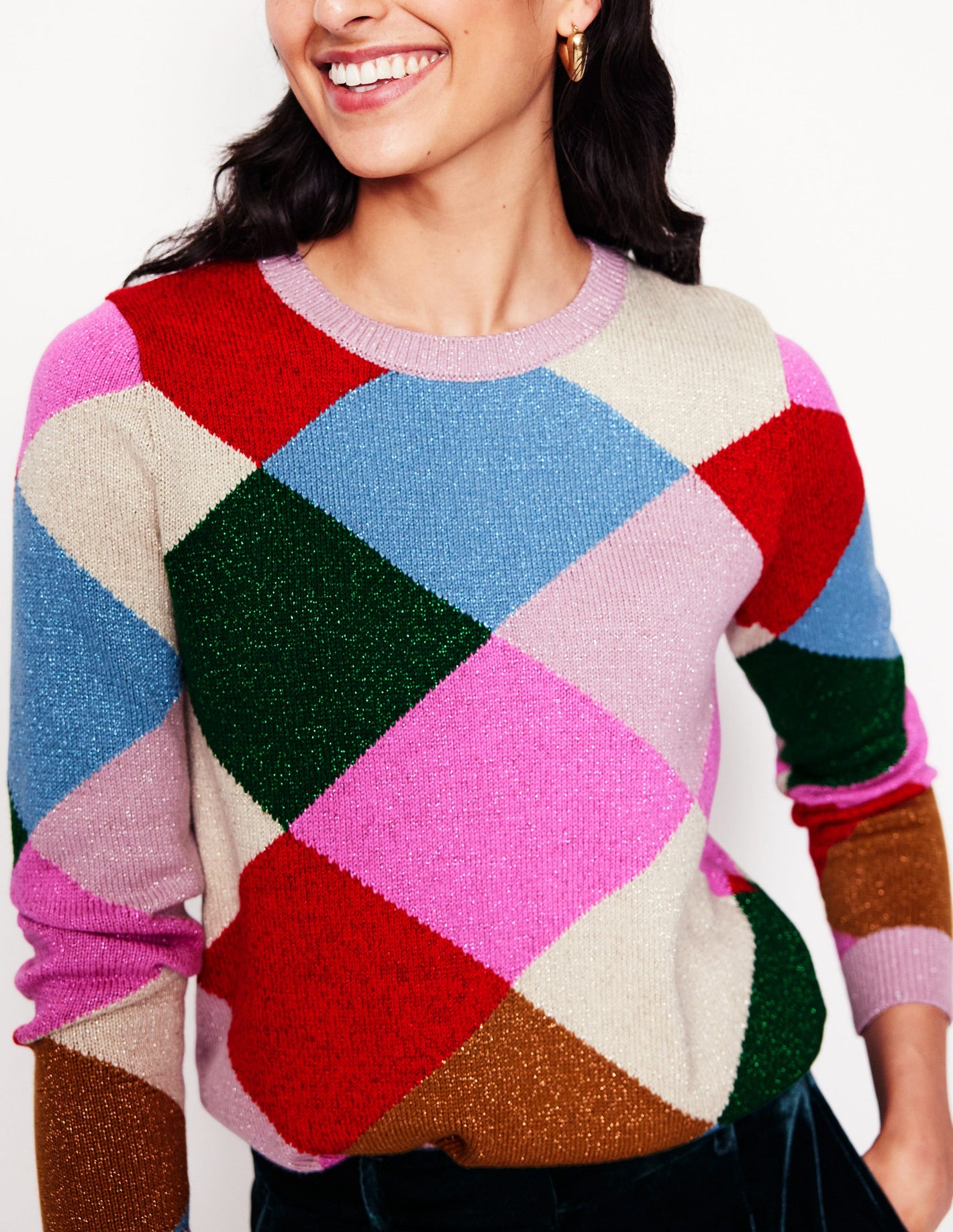 Glitzernder Argyle-Pullover-Bunt Regenbogen, Argyle