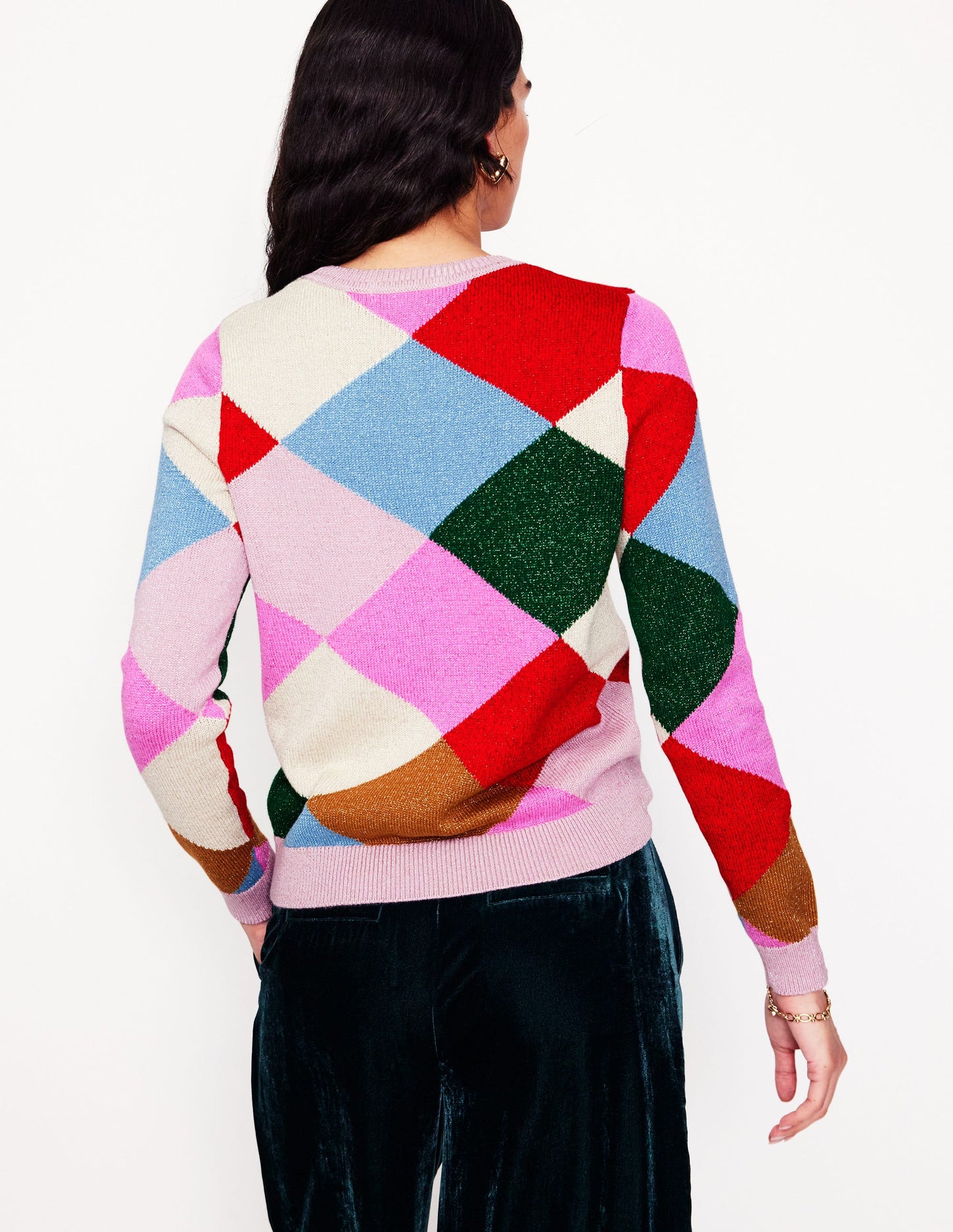 Glitzernder Argyle-Pullover-Bunt Regenbogen, Argyle