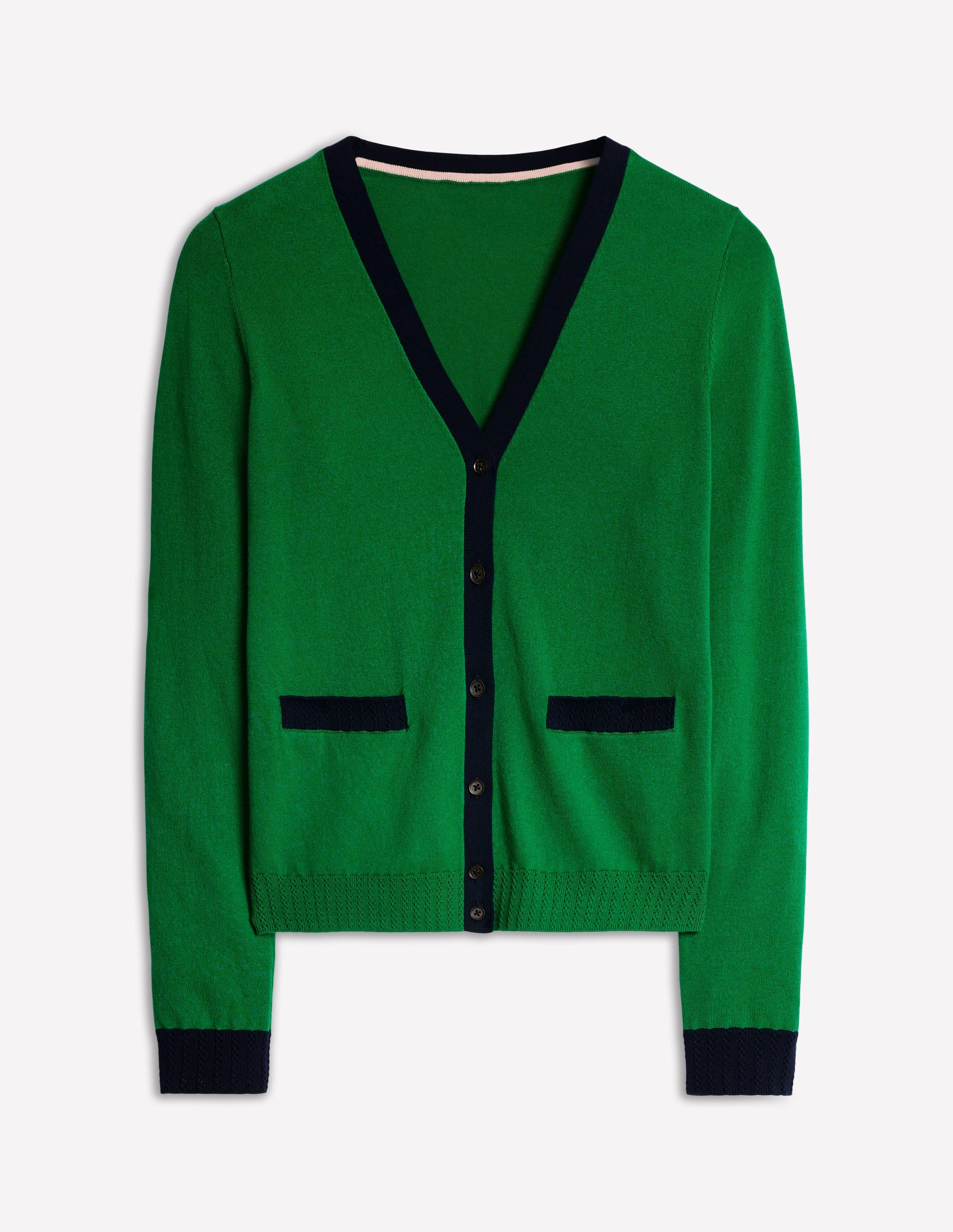 Emilia Baumwollstrickjacke mit V-Ausschnitt-Sattes Smaragdgrün - Image 5