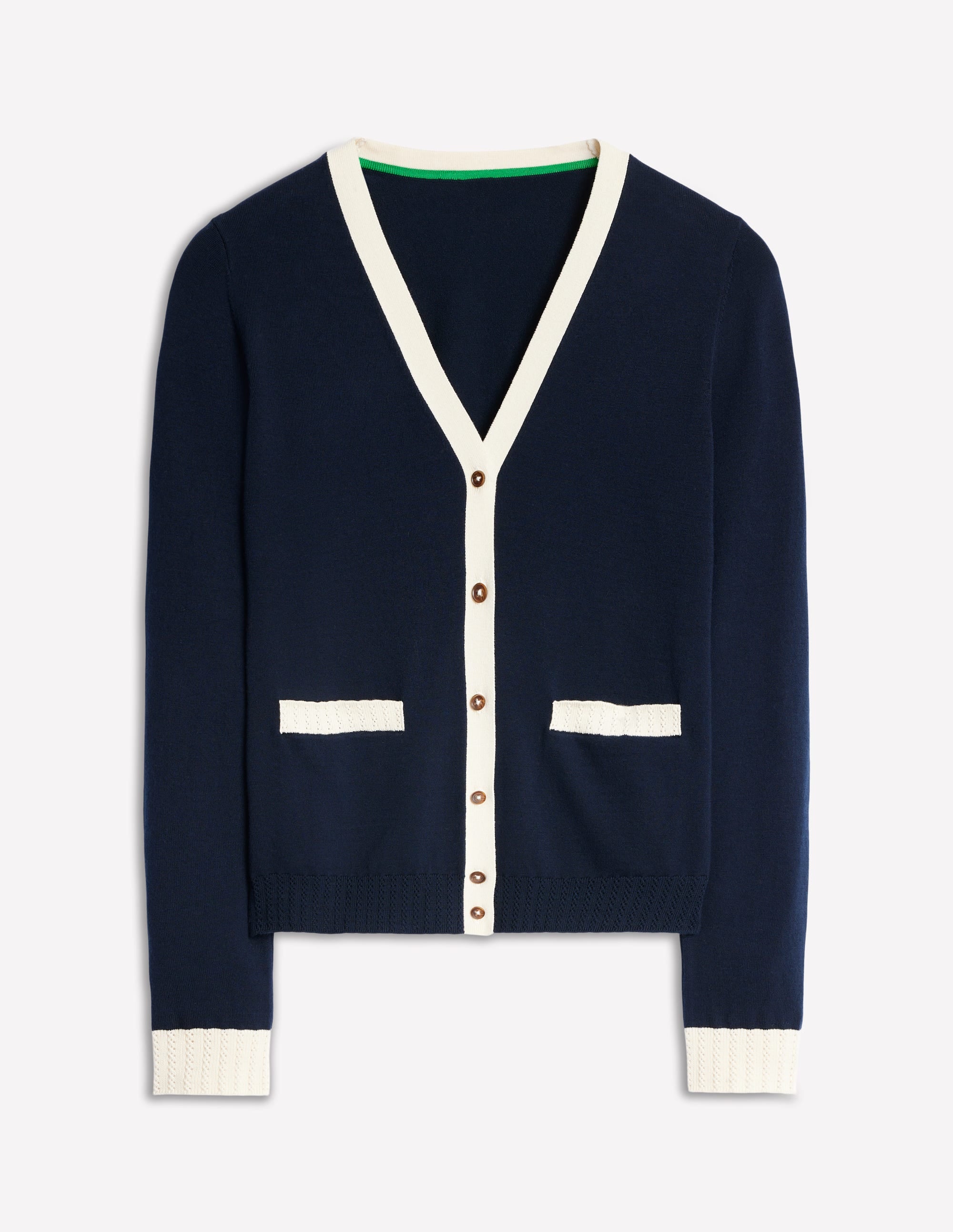 Emilia Cotton V-Neck Cardigan-Navy - Image 5