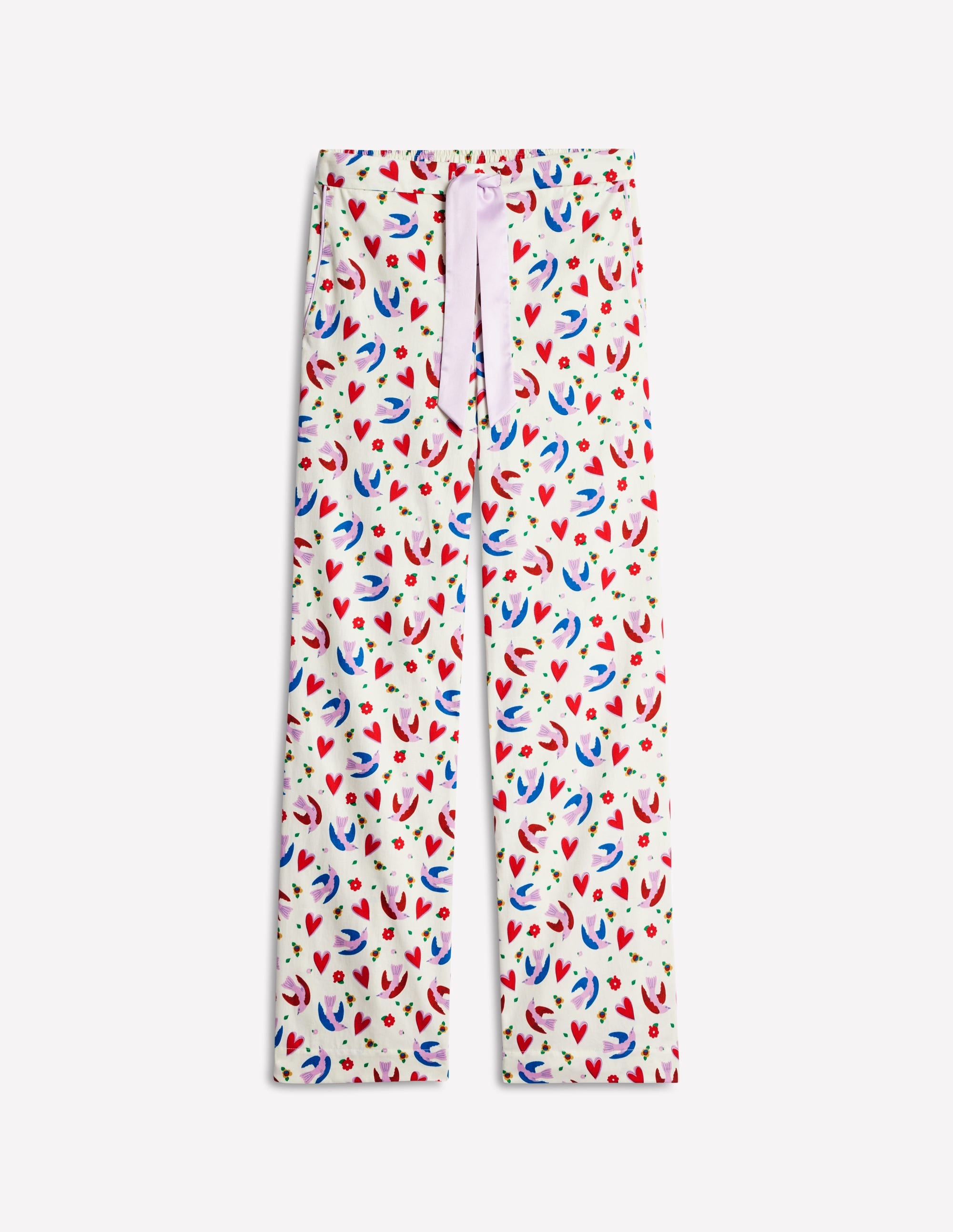 Pantalon de pyjama en satinette de coton-Ivoire, Coeur Battant - Image 5