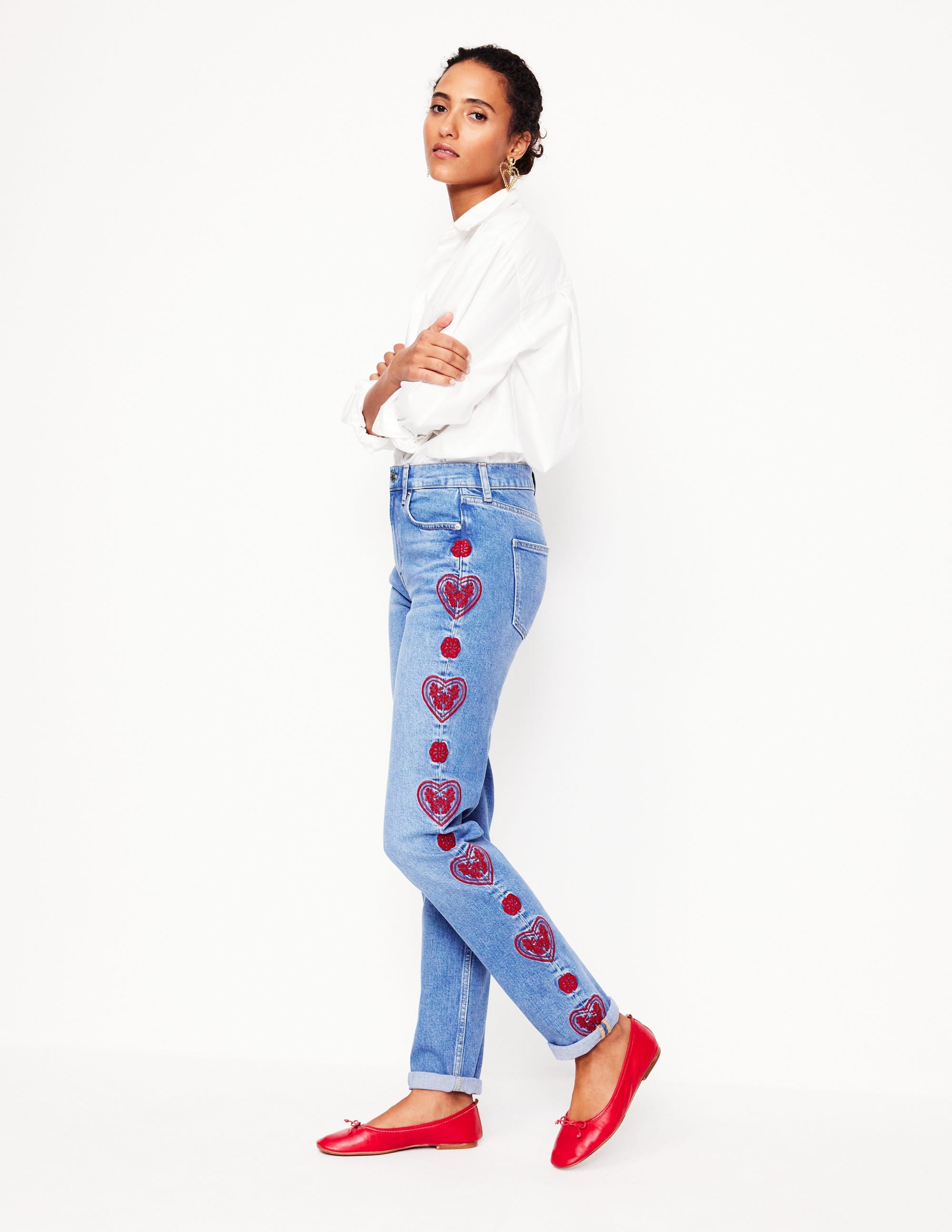 Girlfriend-Jeans-Herzstickerei - Image 1