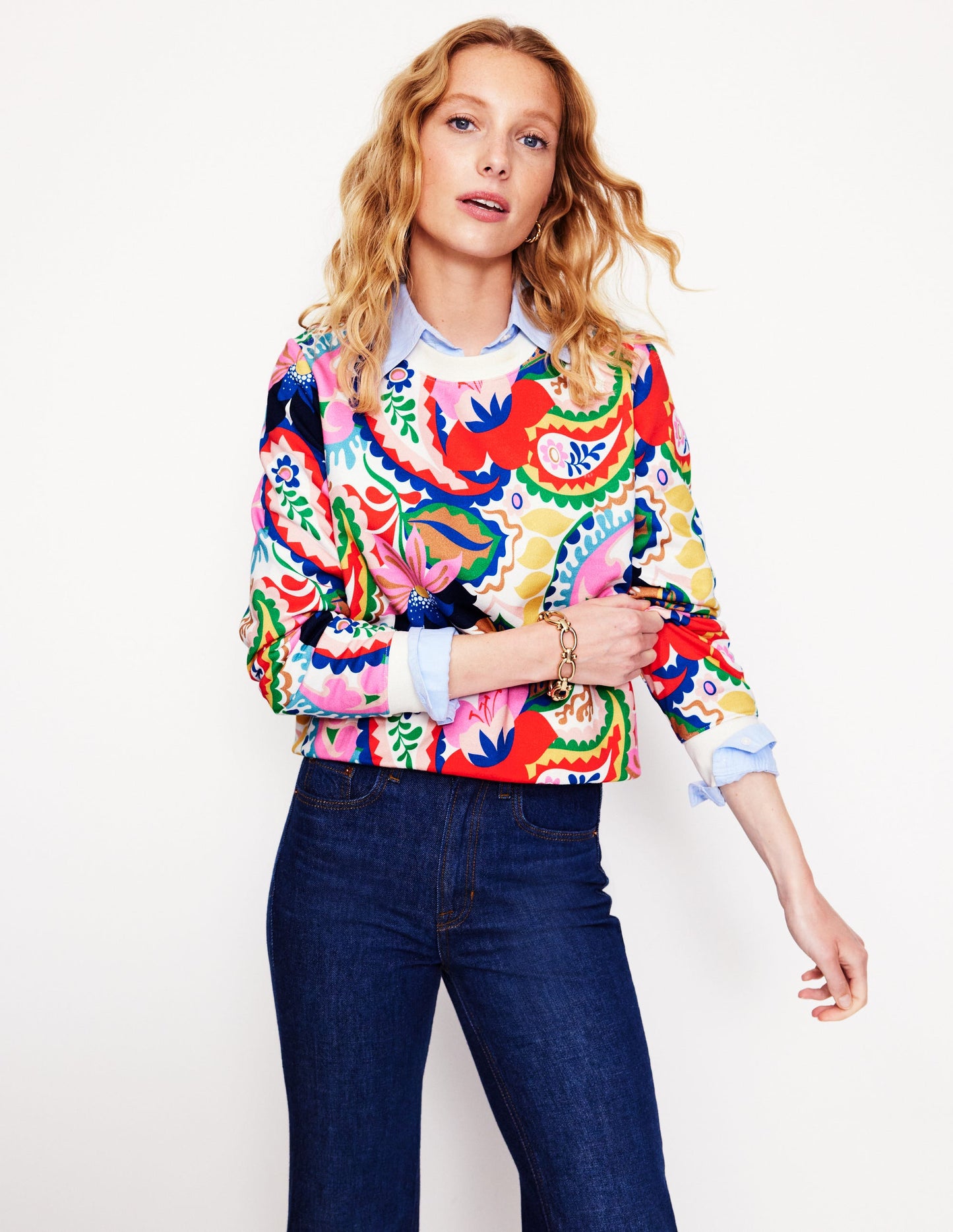 Hannah Sweatshirt mit Print-Bunt, Botanik-Paisley