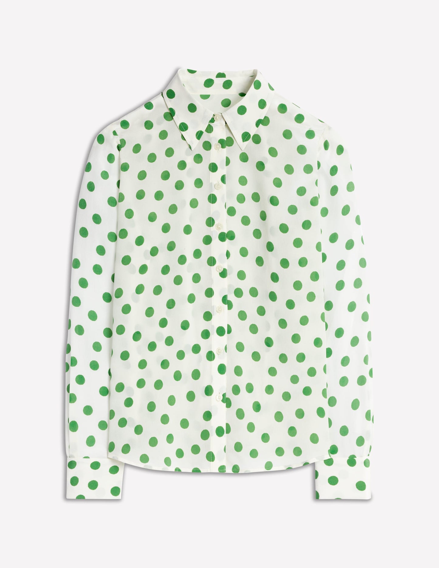 Chemise Sienna en soie-Ivoire, pois abstraits vert