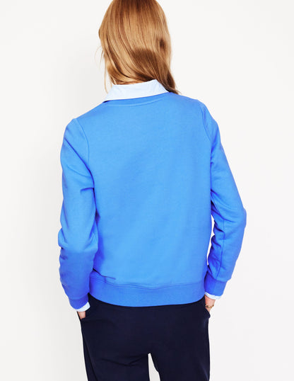 Hannah Sweatshirt mit Stickerei-Pfauenfeder-Blau, Herzen