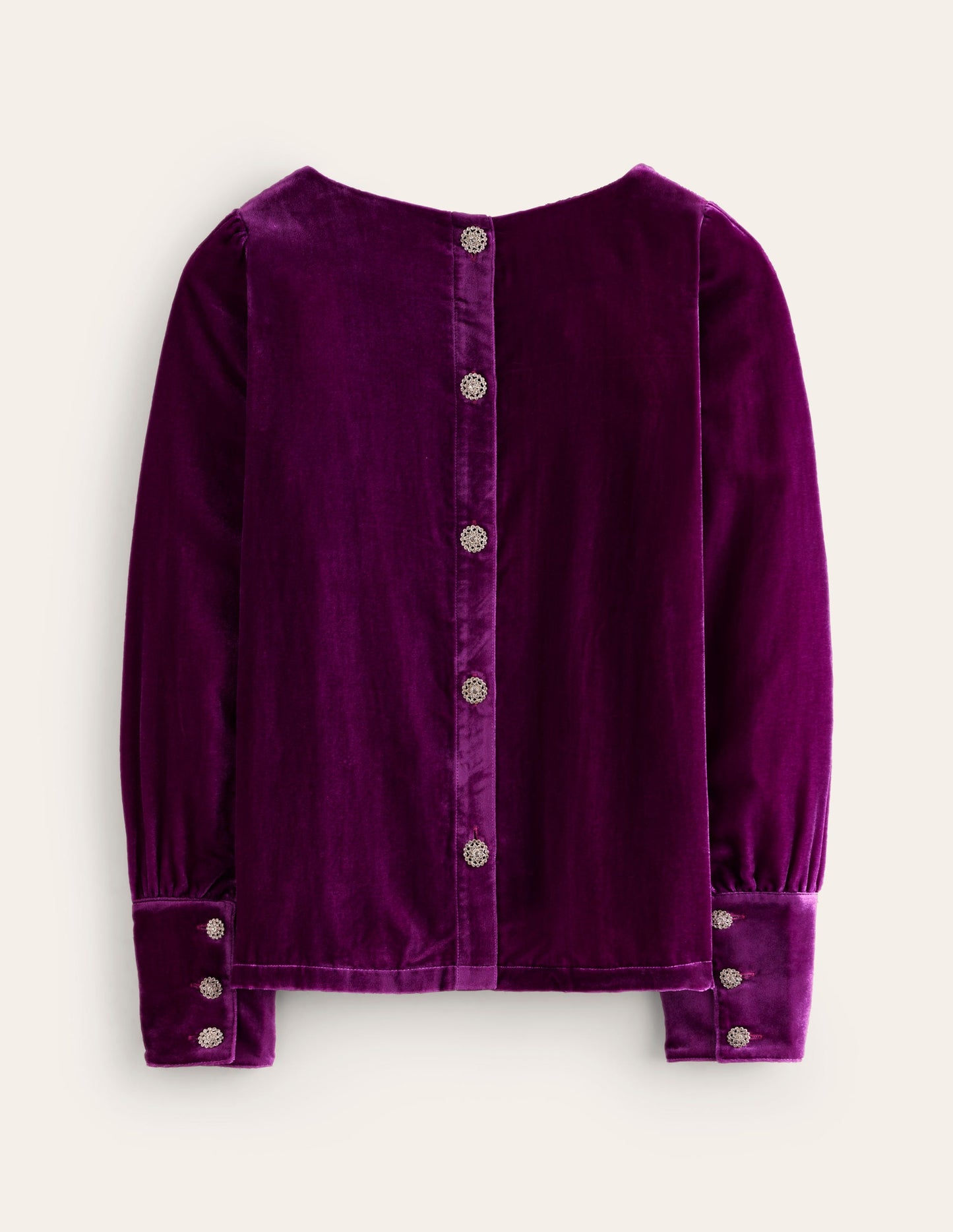 Button Back Velvet Top-Regal Purple