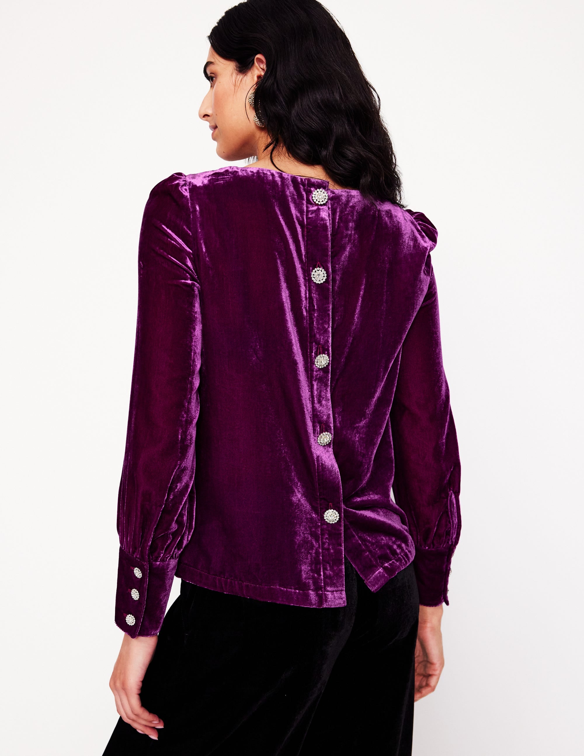 Geknöpftes Oberteil aus Samt-Amethystviolett - Image 3