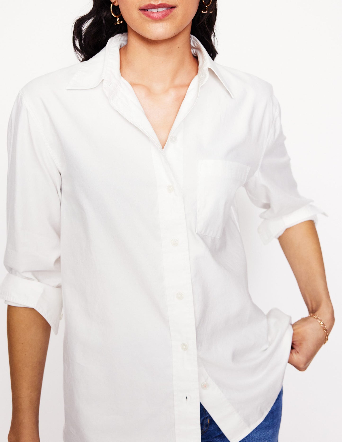 Chemise décontractée Sadie en coton-Blanc Oxford