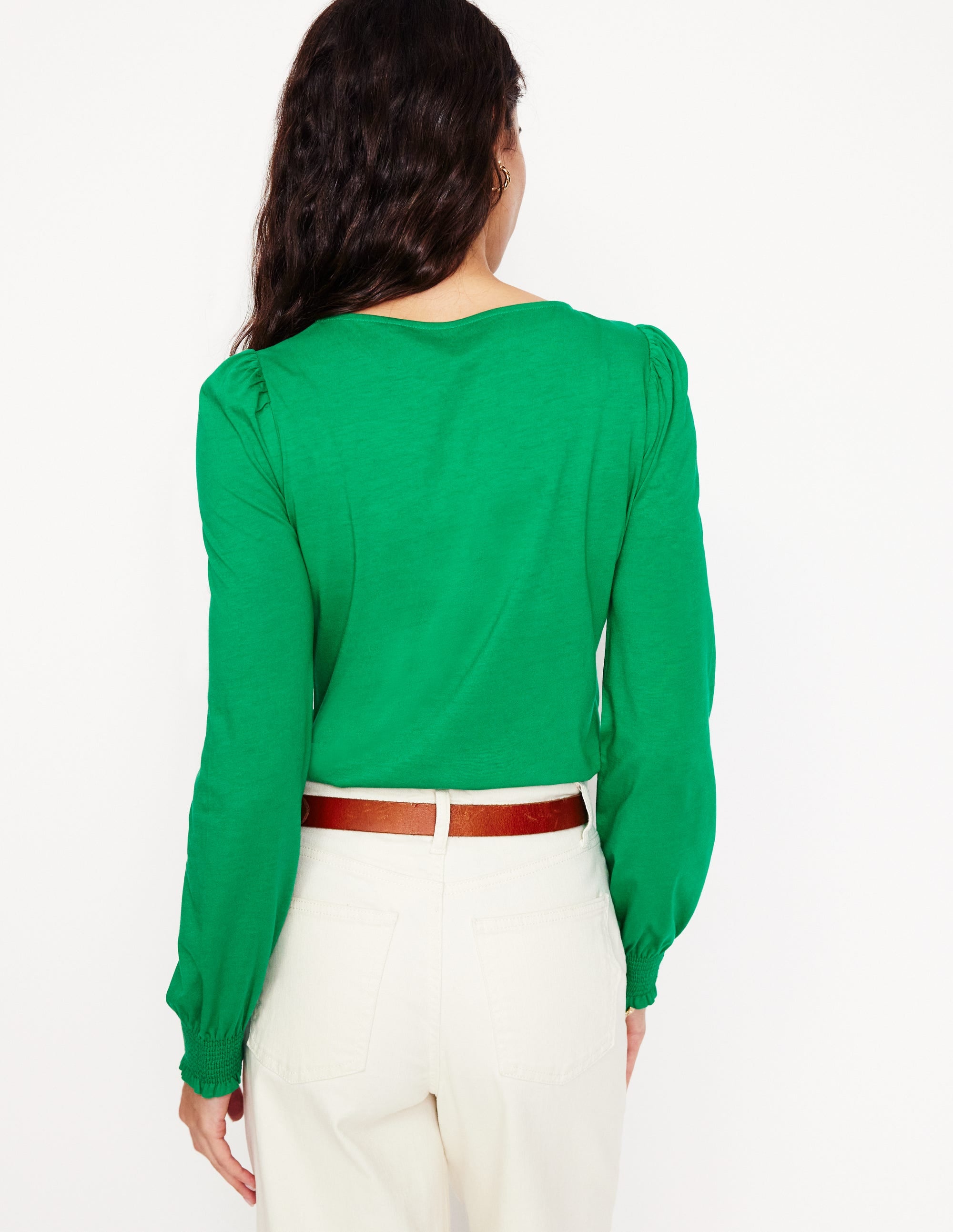 Smocked Cuff Supersoft Top-Rich Emerald - Image 3